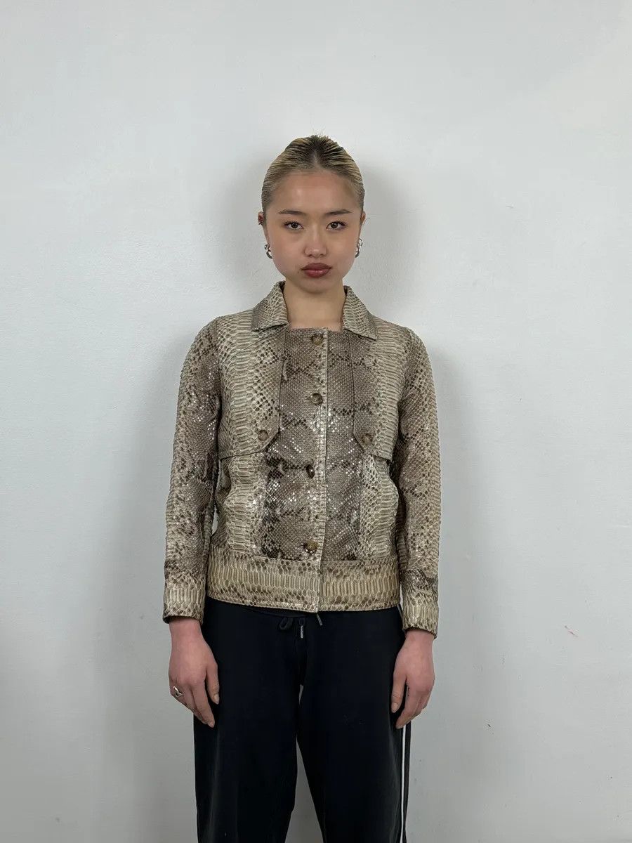 Gucci SS2009 Gucci Beige Python Leather Jacket by Frida Giannini Size S / US 4 / IT 40 - 3 Thumbnail