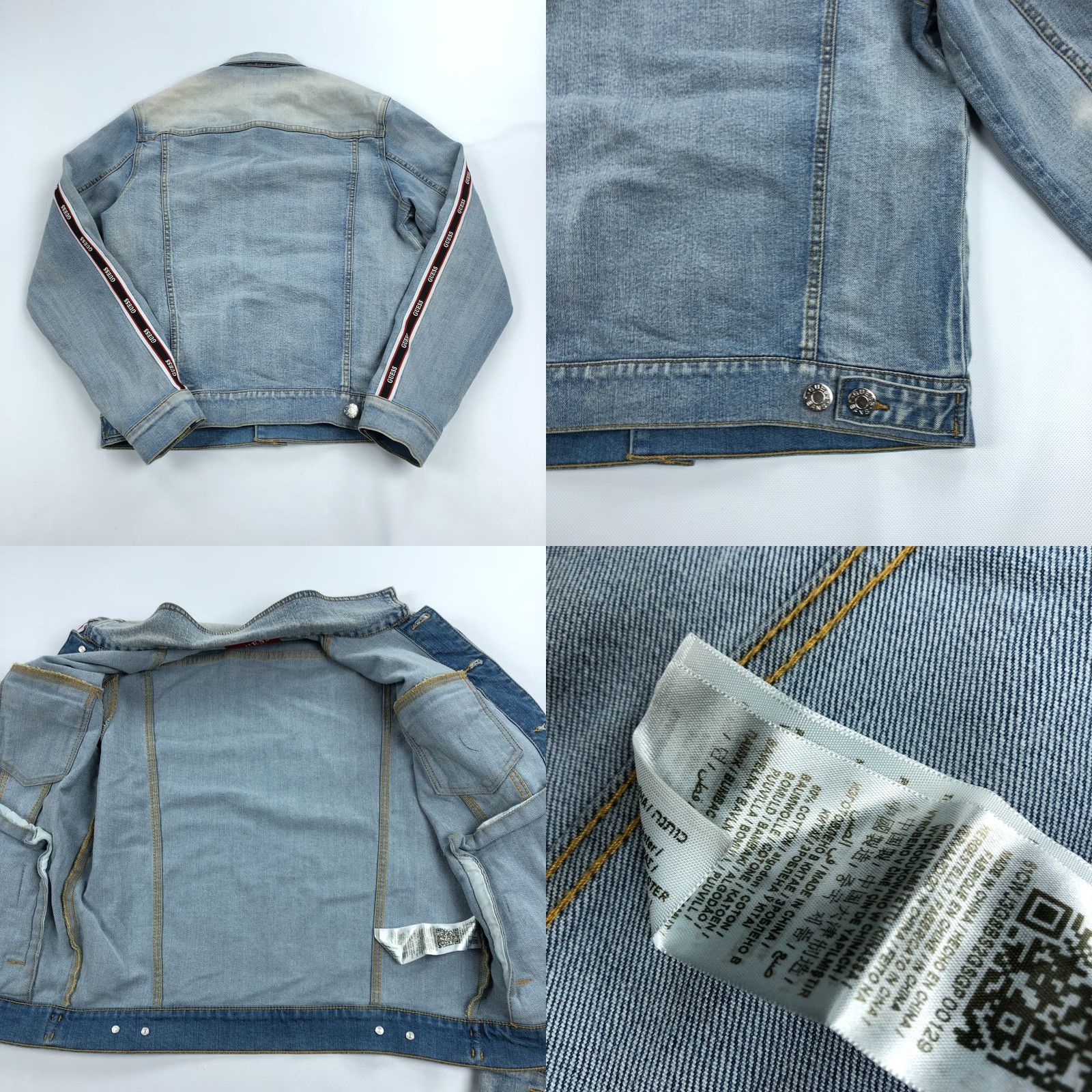 Guess VINTAGE GUESS Blue Denim Jacket Mens S Stretch Jeans Style Biker USA Classic 80s/90s? Size US 29 - 8 Thumbnail