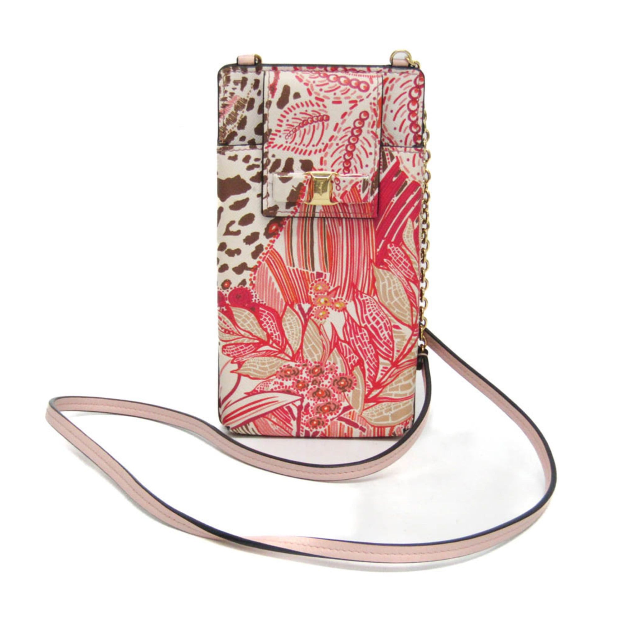 Salvatore Ferragamo Salvatore Ferragamo Vara Phone Pouch JP-22 0381 Women's Leather Shoulder Bag Off-white,Pink,Red Color Size ONE SIZE - 1 Thumbnail