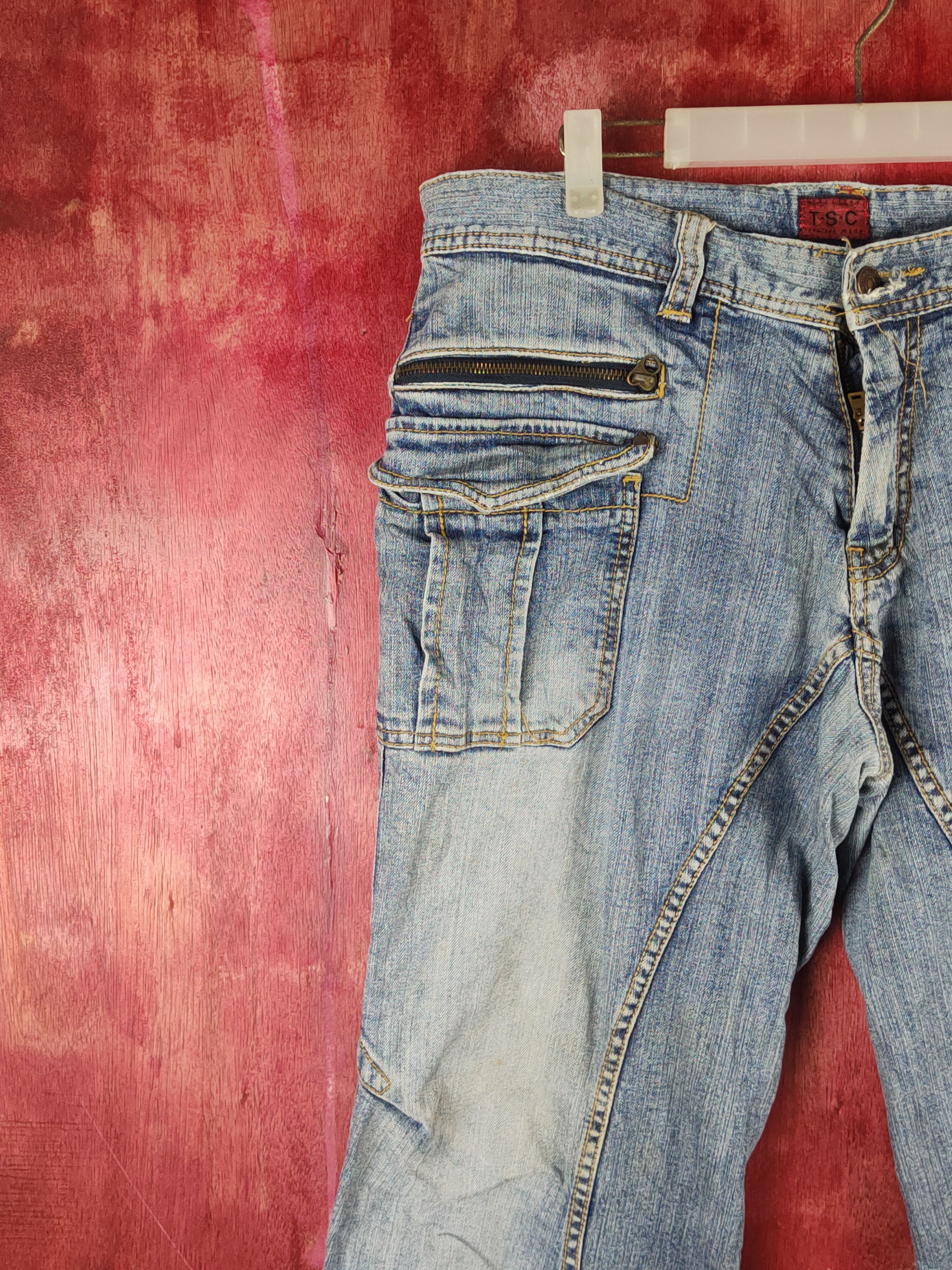 Japanese Brand T.s.c Blue Distressed Ripped Jeans #S2364 Size US 34 / EU 50 - 3 Thumbnail