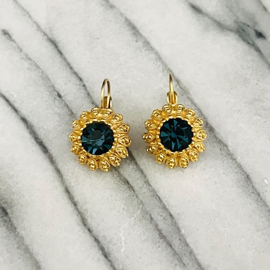 Vintage Vintage Teal Crystal Drop Earrings Gold Tone Metal Size ONE SIZE - 5 Thumbnail