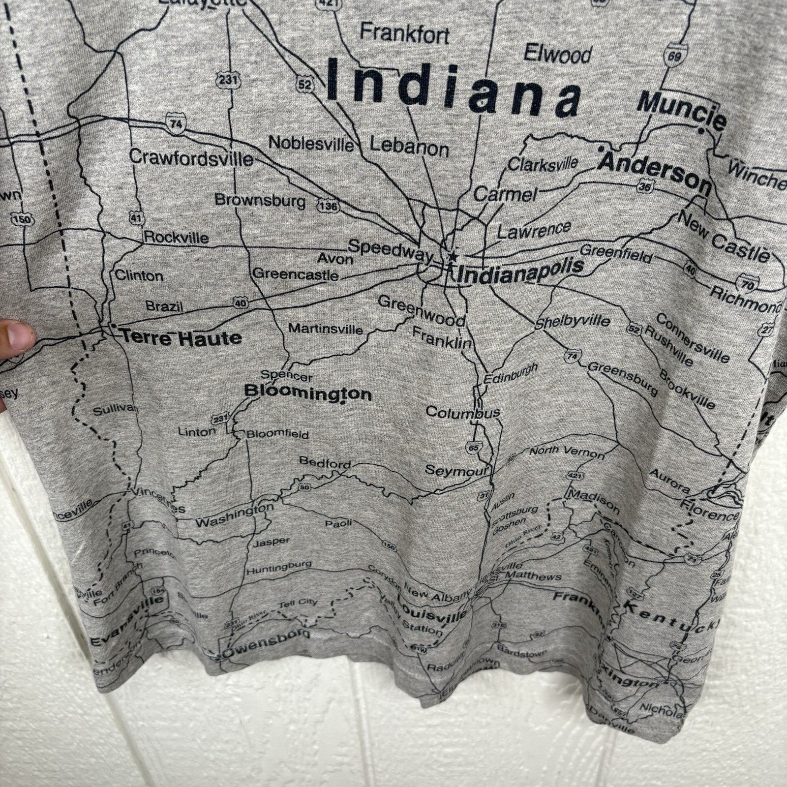 Other Vintage 90’s Grey Indiana State Road Map Tee Shirt Medium Size US M / EU 48-50 / 2 - 5 Thumbnail