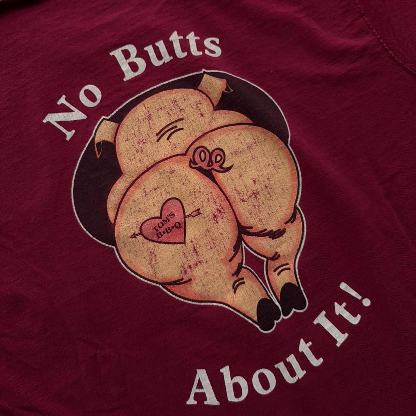 Other Y2K Burgundy Tom’s BBQ Pig Comedy Double Sided T-Shirt Size US M / EU 48-50 / 2 - 5 Thumbnail