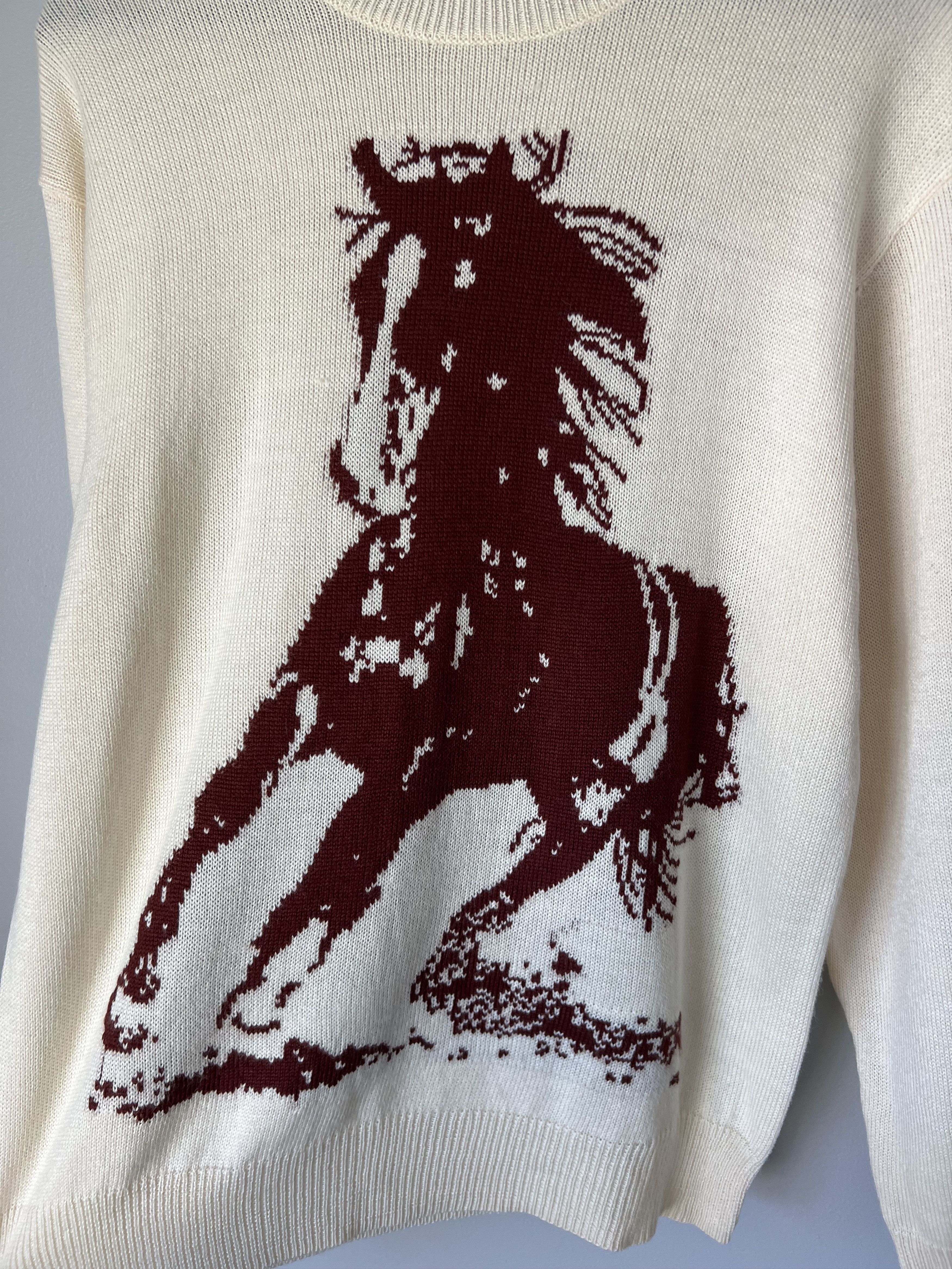 One of These Days One Of These Days Running Horse Knit Sweater in White Size US M / EU 48-50 / 2 - 3 Thumbnail