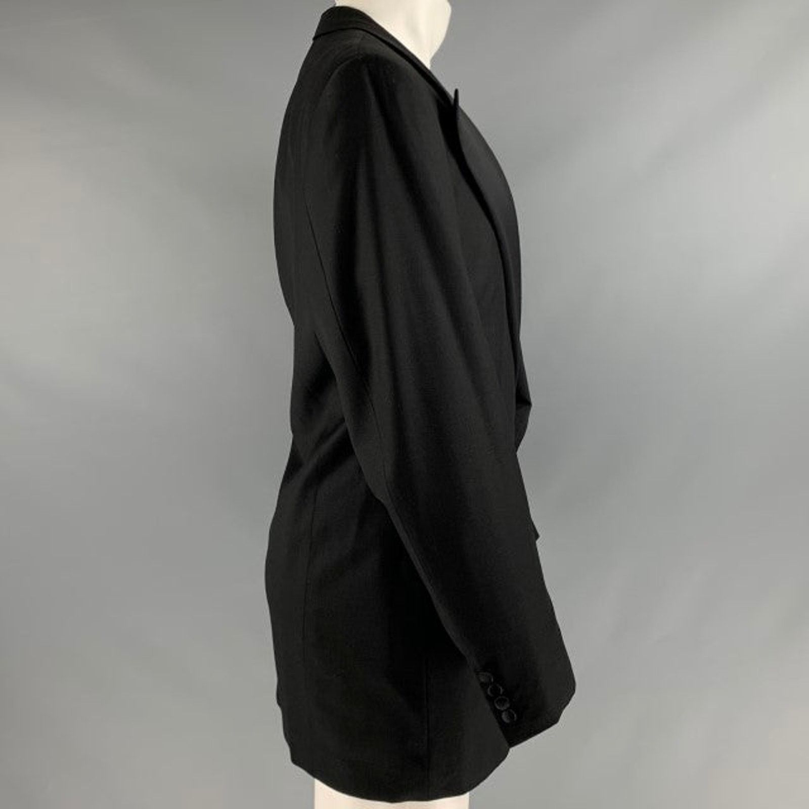 Ermenegildo Zegna ERMENEGILDO ZEGNA Size 40 Black Wool Peak Lapel Sport Coat Size 40R - 2 Thumbnail