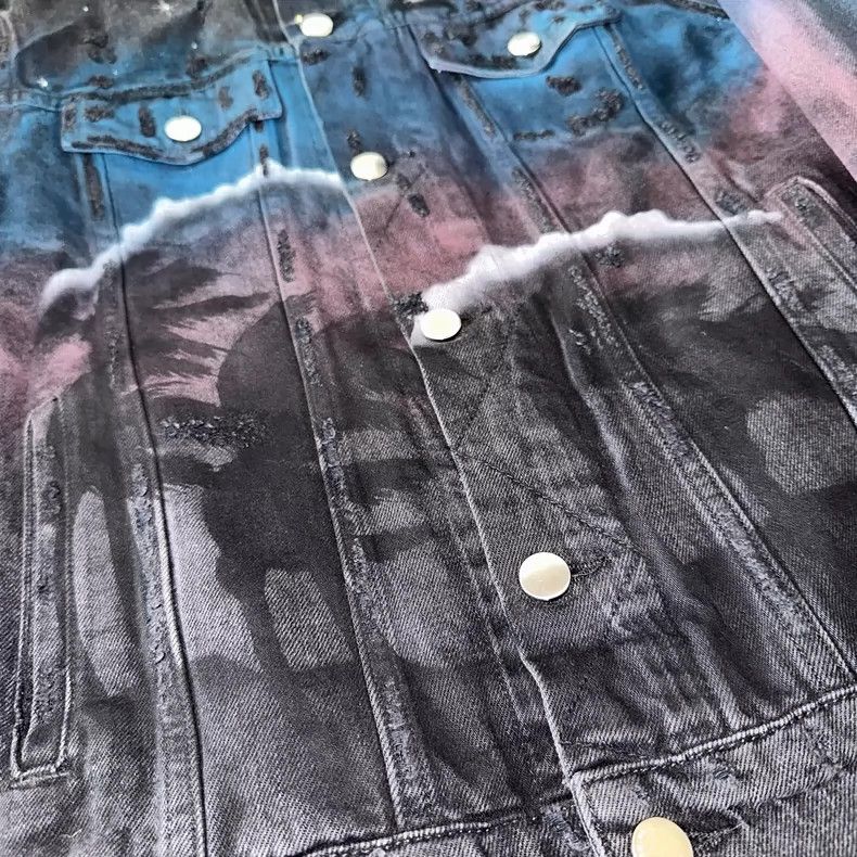 Amiri Amiri 18AW Airbrush Trucker Starry wolf rendering denim jac Size US M / EU 48-50 / 2 - 3 Thumbnail