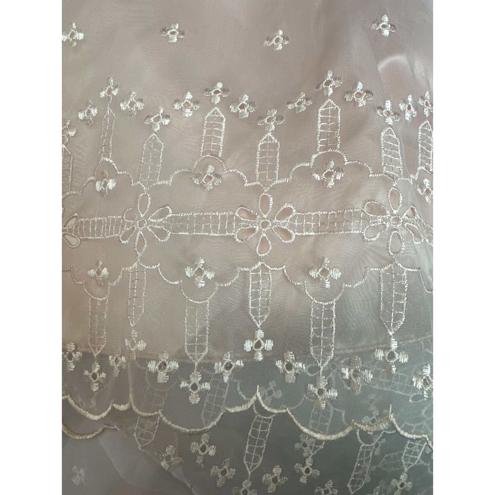 Vintage American vtg pink white sheer eyelet bridesmaid prom dress Size S / US 4 / IT 40 - 9 Thumbnail