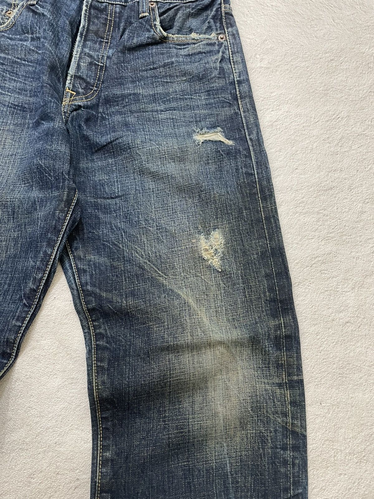 Japanese Brand 00s Kapital 501 Mudwash Raw Denim Ripped Jeans Y2K Hysteric Size US 30 / EU 46 - 4 Thumbnail
