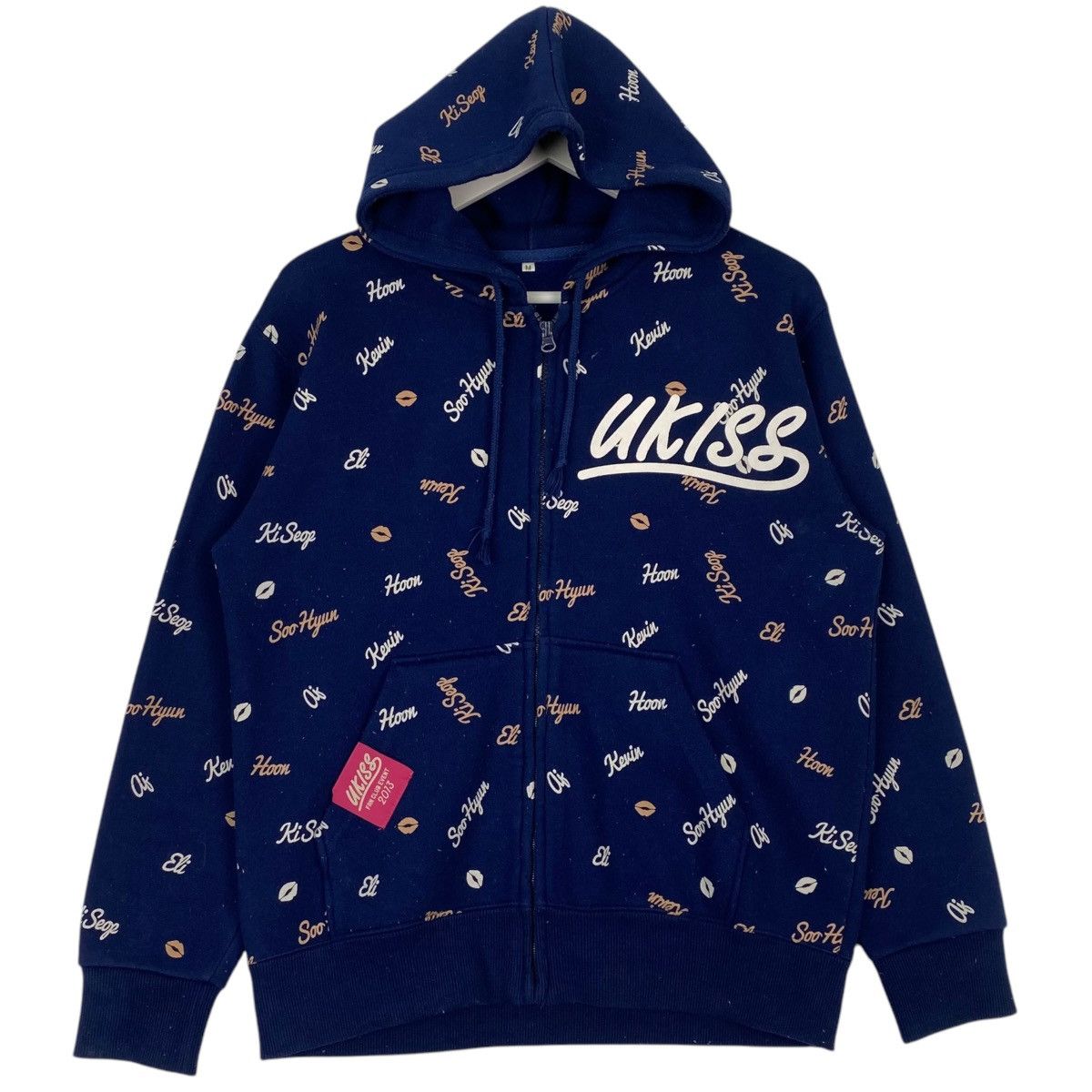Vintage Vintage Ukiss Printed Hoodie Sweater Navy Blue Size M Size US M / EU 48-50 / 2 - 1 Thumbnail