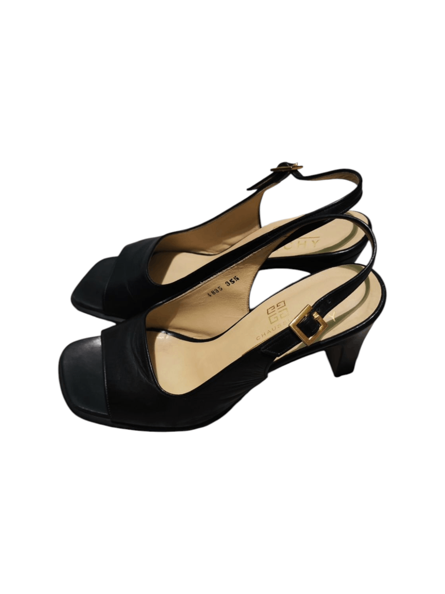 Givenchy Givenchy Black Leather Slingback Open Toe Size US 5.5 / IT 35.5 - 2 Thumbnail