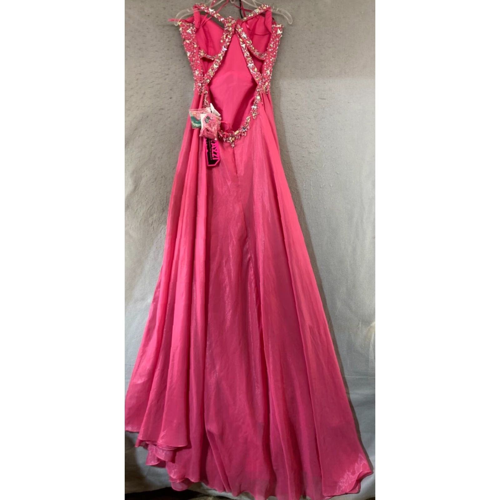 Vintage VINTAGE Paparazzi Madeline Gardner Womens Formal Dress 7/8 Pink Rhinestone NWT Sleeveless Polyester Dress Size M / US 6-8 / IT 42-44 - 6 Thumbnail