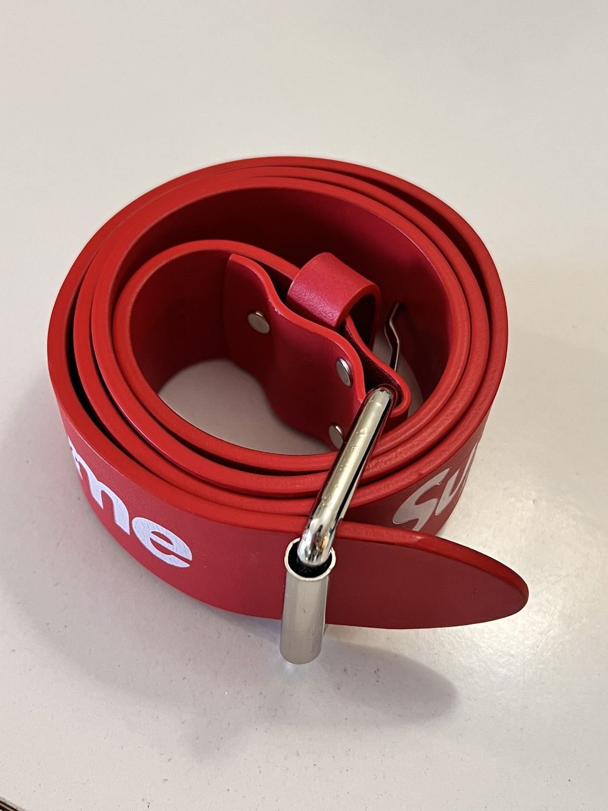 Supreme Supreme Repeat Leather Belt Red S/M | Grailed 