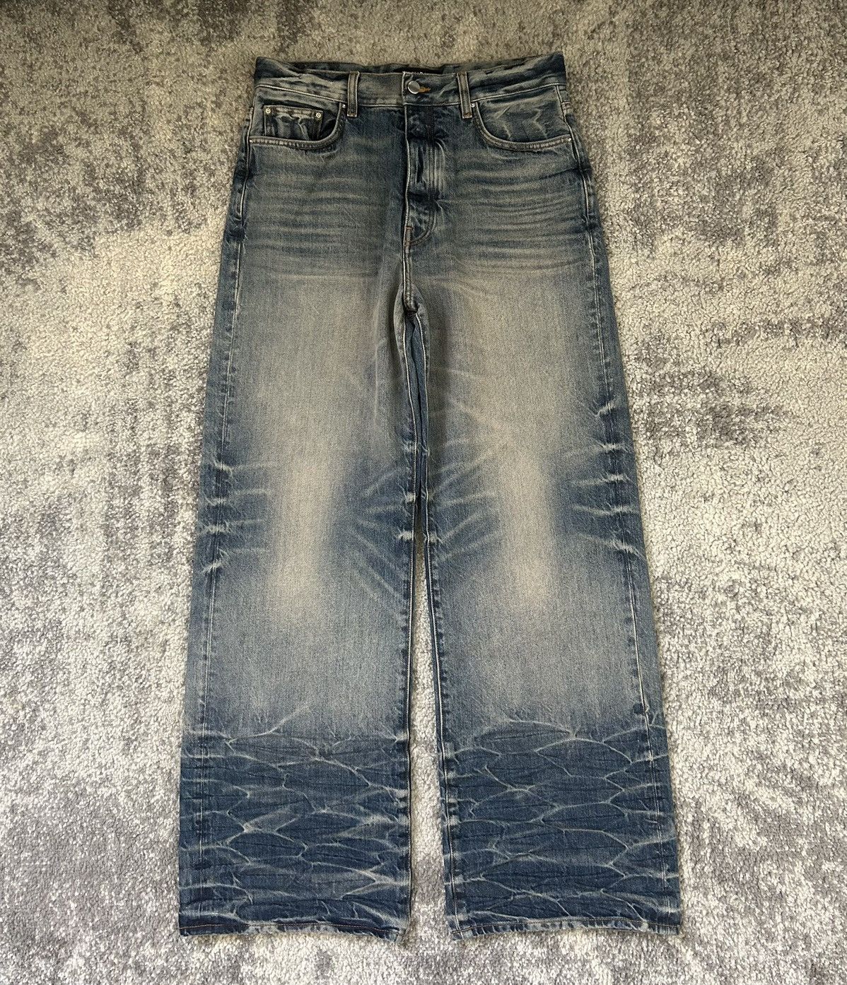 image of Amiri Wide-Leg Baggy Jeans in Blue Denim, Men's (Size 30)