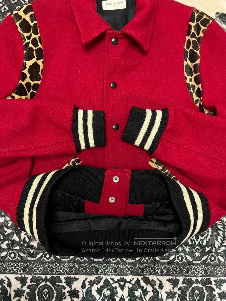 Saint Laurent Paris Saint Laurent Red Leopard Print Varsity Jacket. Size US L / EU 52-54 / 3 - 4 Thumbnail