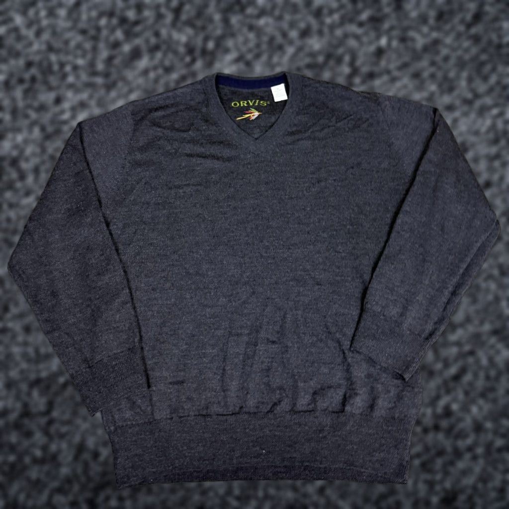 Orvis Orvis Sweater Mens M Gray 100% Merino Wool V Neck Knit Pullover Long Sleeve Size US M / EU 48-50 / 2 - 1 Thumbnail