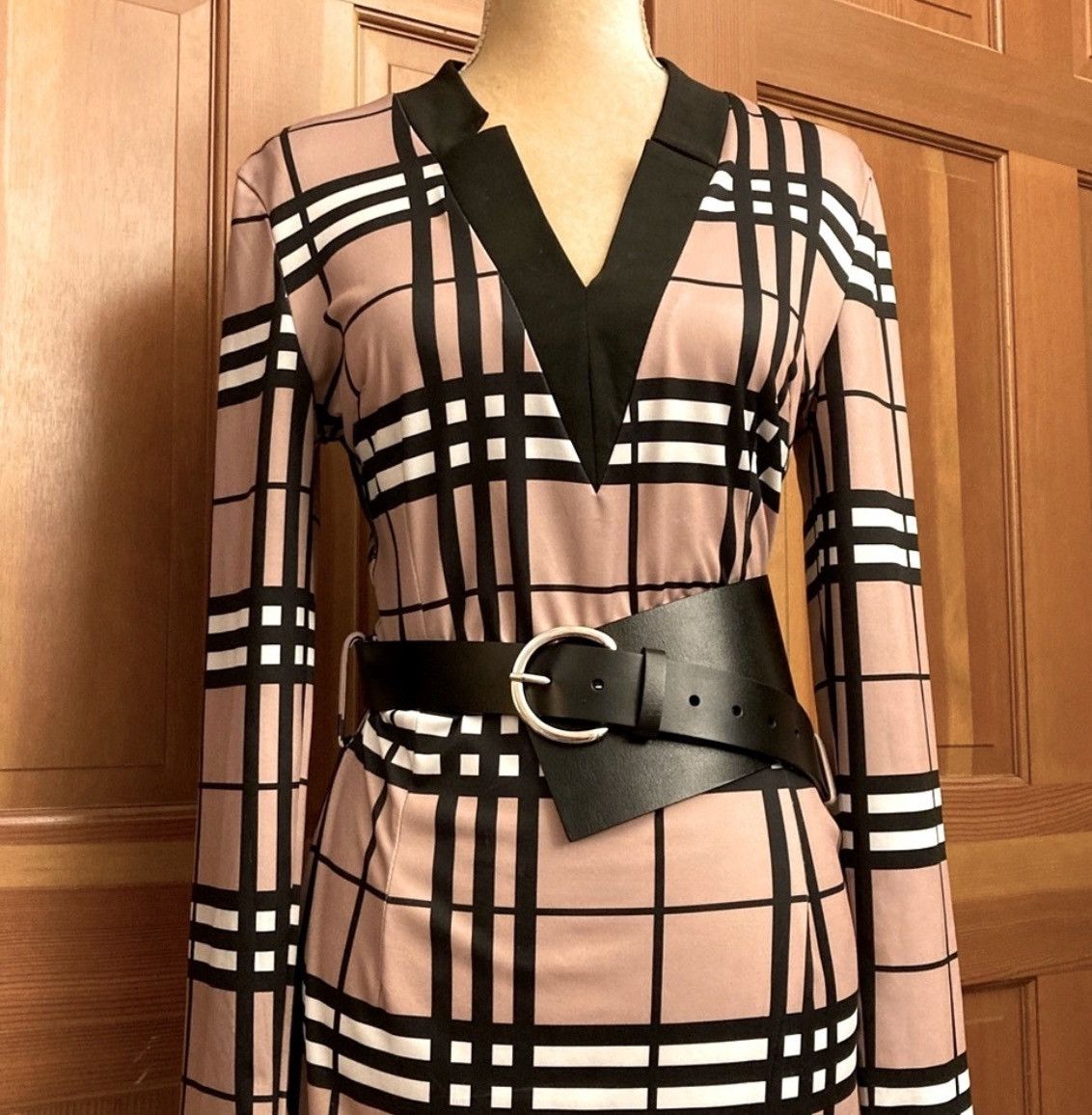Designer NWT, Lavishly Paris Belted Fall Season Plaid Design Dress Size M / US 6-8 / IT 42-44 - 11 Thumbnail