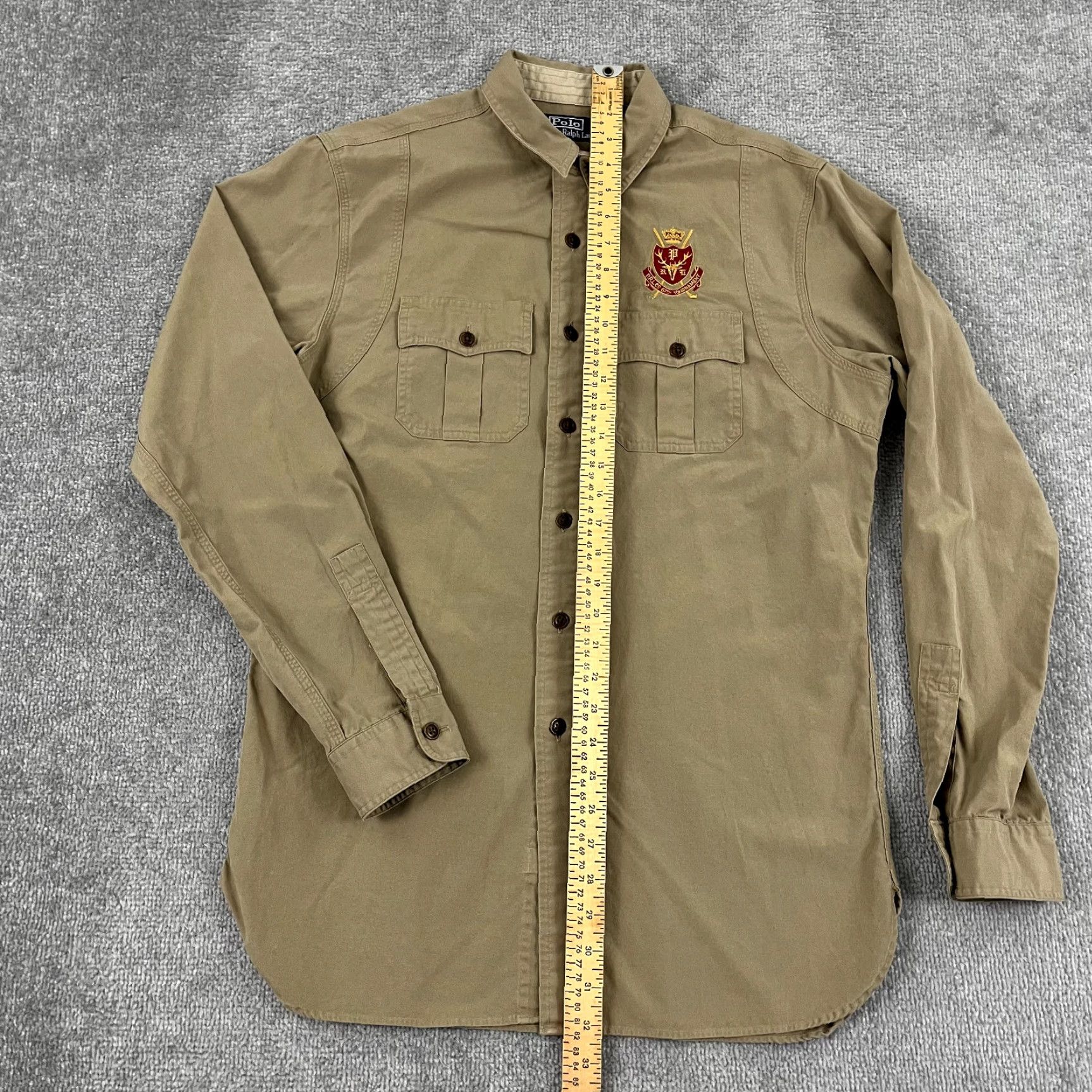 Polo Ralph Lauren POLO RALPH LAUREN Shirt Mens Medium Brown Embroidered 67th Tournament Button Up Size US M / EU 48-50 / 2 - 5 Thumbnail