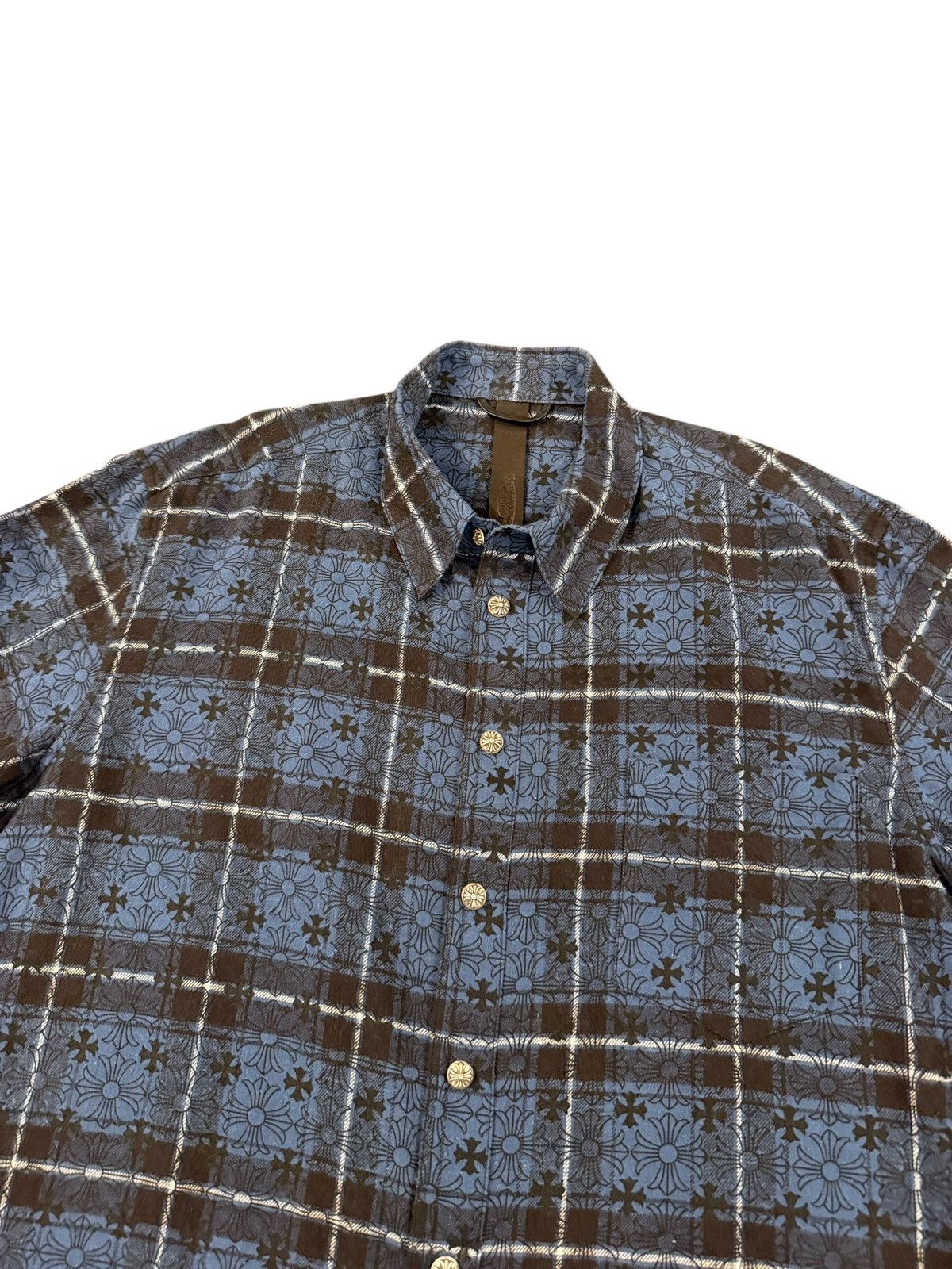 Chrome Hearts Mini Plus Print Blue Loose Ends Cross Patch Flannel Size US XXL / EU 58 / 5 - 4 Thumbnail