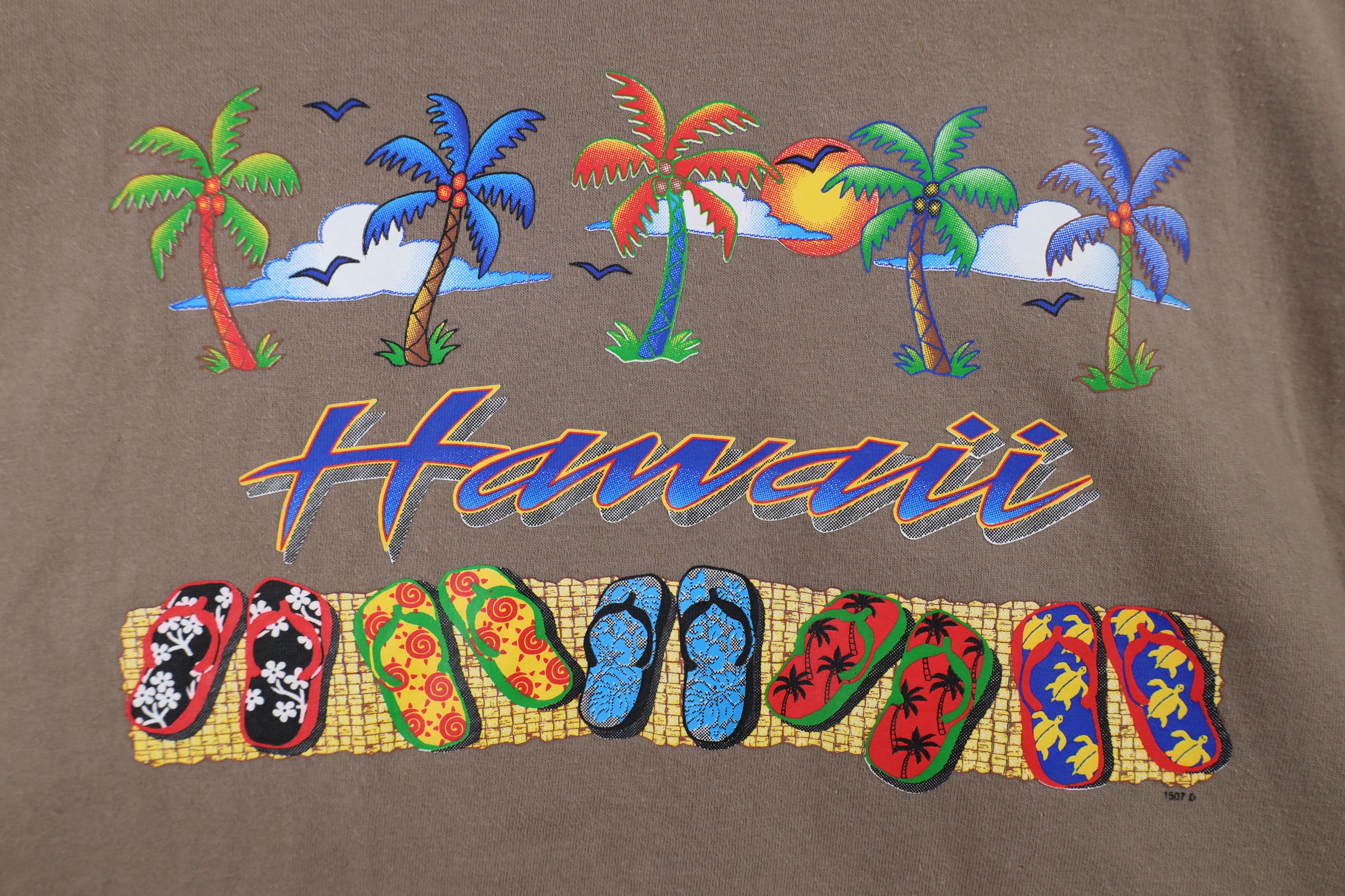 Vintage Vintage 90s Streetwear Hawaii Beach Palm Tree T-Shirt Brown Size US XL / EU 56 / 4 - 4 Thumbnail