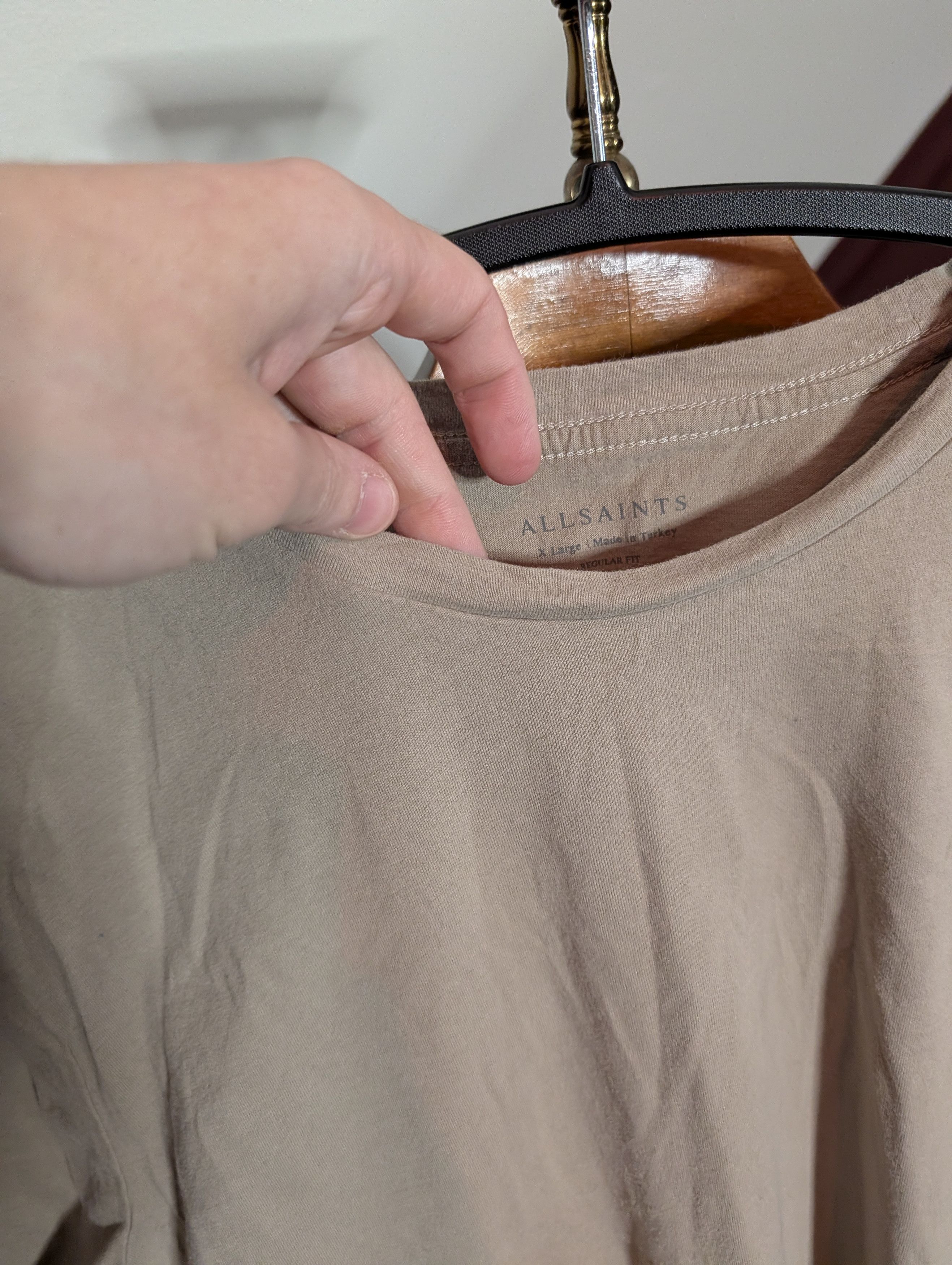 Allsaints Beige ram skull logo organic cotton t-shirt Size US L / EU 52-54 / 3 - 5 Thumbnail
