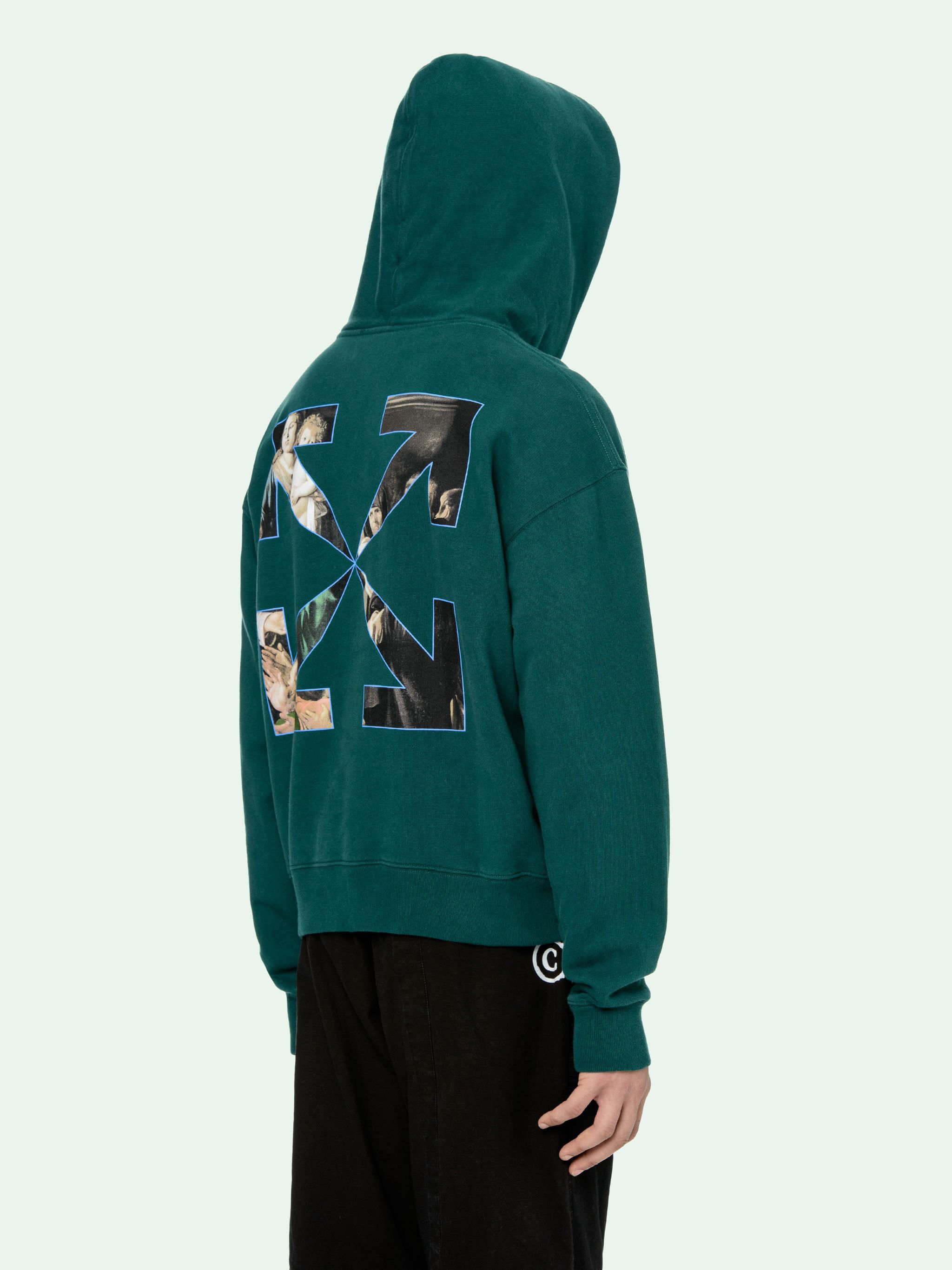 Off-White Green Caravaggio Arrows Oversized Hoodie Size US XXS / EU 40 - 3 Thumbnail