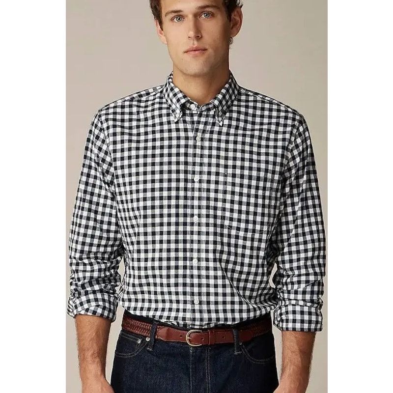 J.Crew NWOT J.Crew Slim Cotton Poplin Gingham Shirt Blue Size L Size US L / EU 52-54 / 3 - 1 Thumbnail