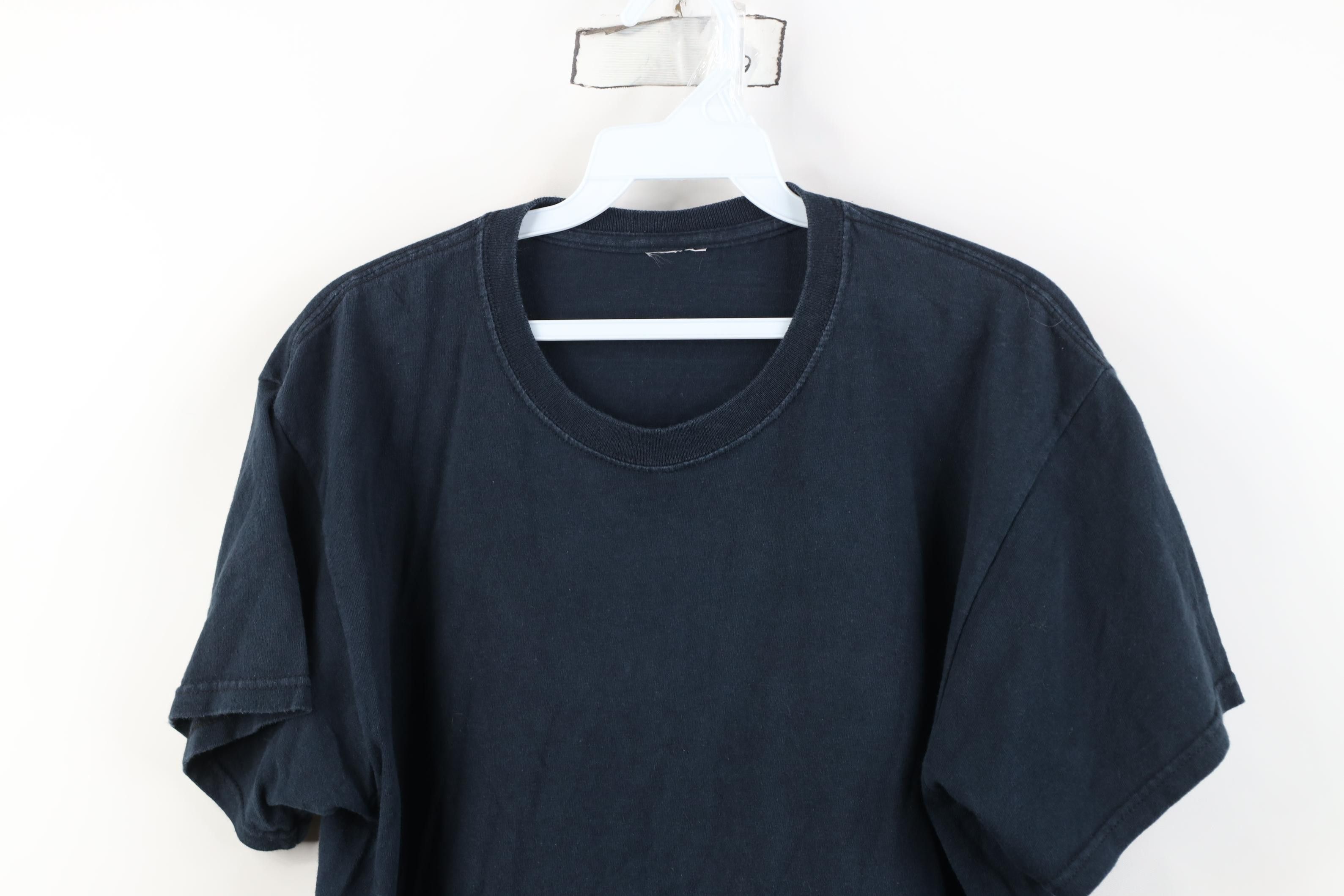Vintage Vintage 90s Y2K Streetwear Faded Blank Cotton T-Shirt Black Size US M / EU 48-50 / 2 - 2 Thumbnail