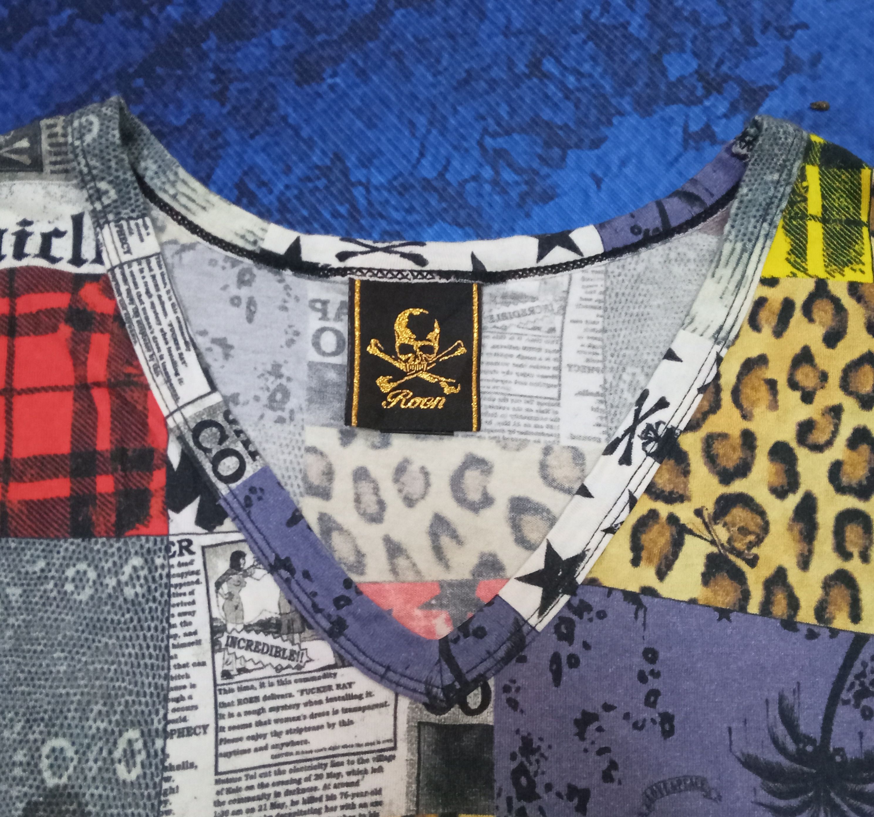 Roen Roen Patchwork Punk Design T Shirt Size L / US 10 / IT 46 - 3 Thumbnail