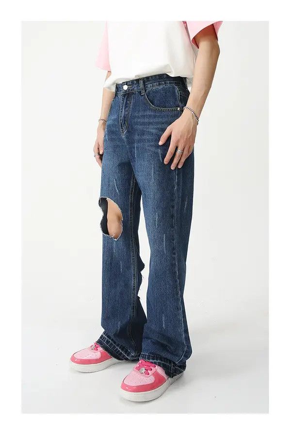 Japanese Brand VIBE Japanese retro loose flared casual ripped jeans Size US 32 / EU 48 - 2 Thumbnail