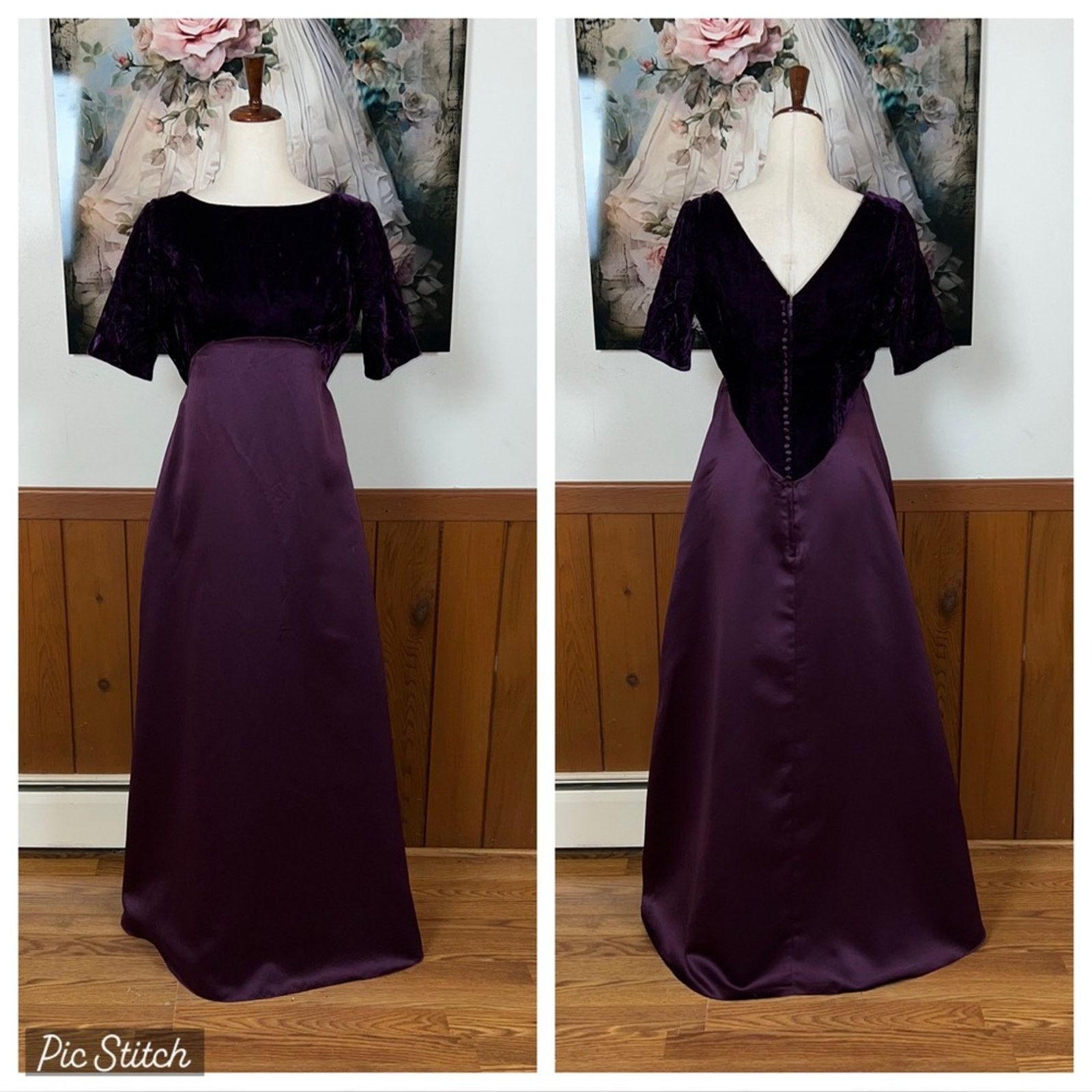 Other *New* Vintage 1970s Alfred Angelo Velvet Empire Waist Gown! Size XL / US 12-14 / IT 48-50 - 1 Thumbnail