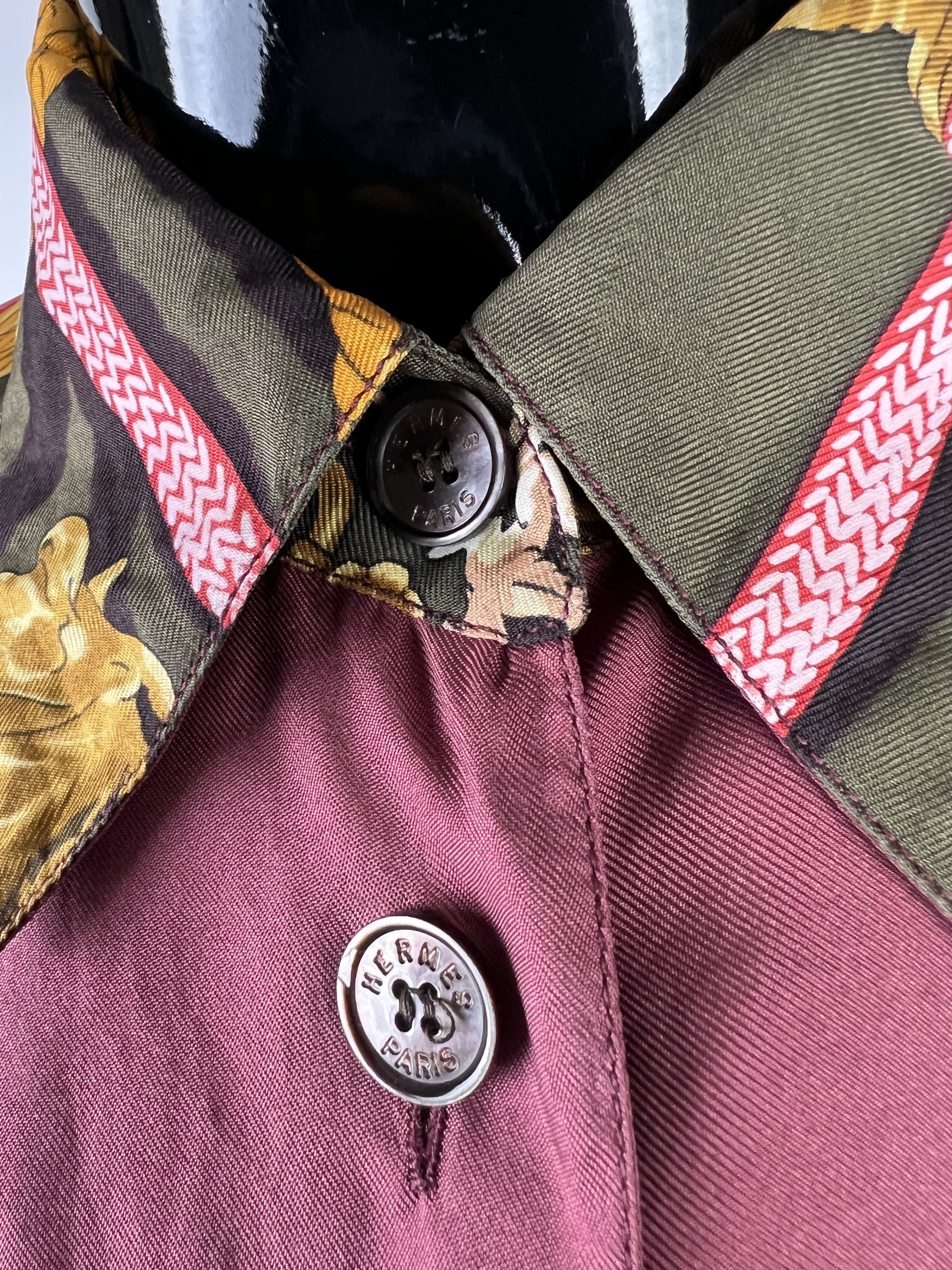 Hermes Hermès Ultra Rare Vintage Silk Button Up Shirt Size 40 Size M / US 6-8 / IT 42-44 - 13 Thumbnail