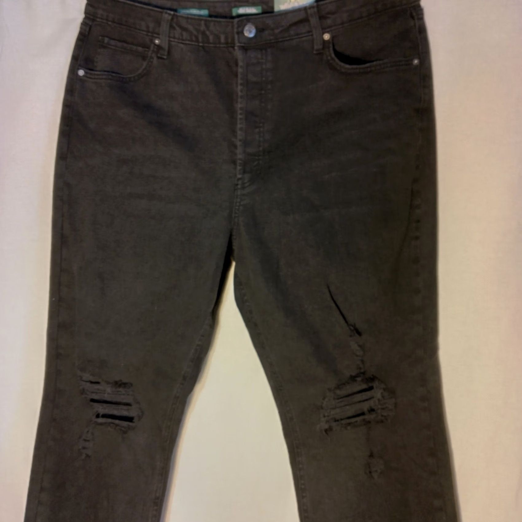 Vintage Wild Fable Women Jeans 18 High Rise Slim Black Distressed Denim Size 40" / US 18 - 3 Thumbnail