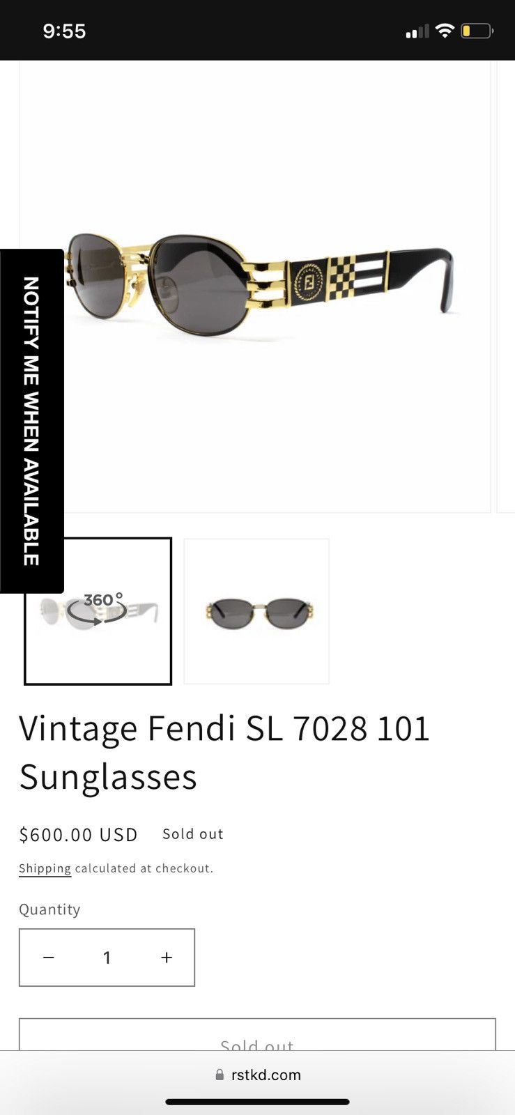 Fendi Fendi Vintage Gold Frame Sunglasses Size ONE SIZE - 2 Thumbnail