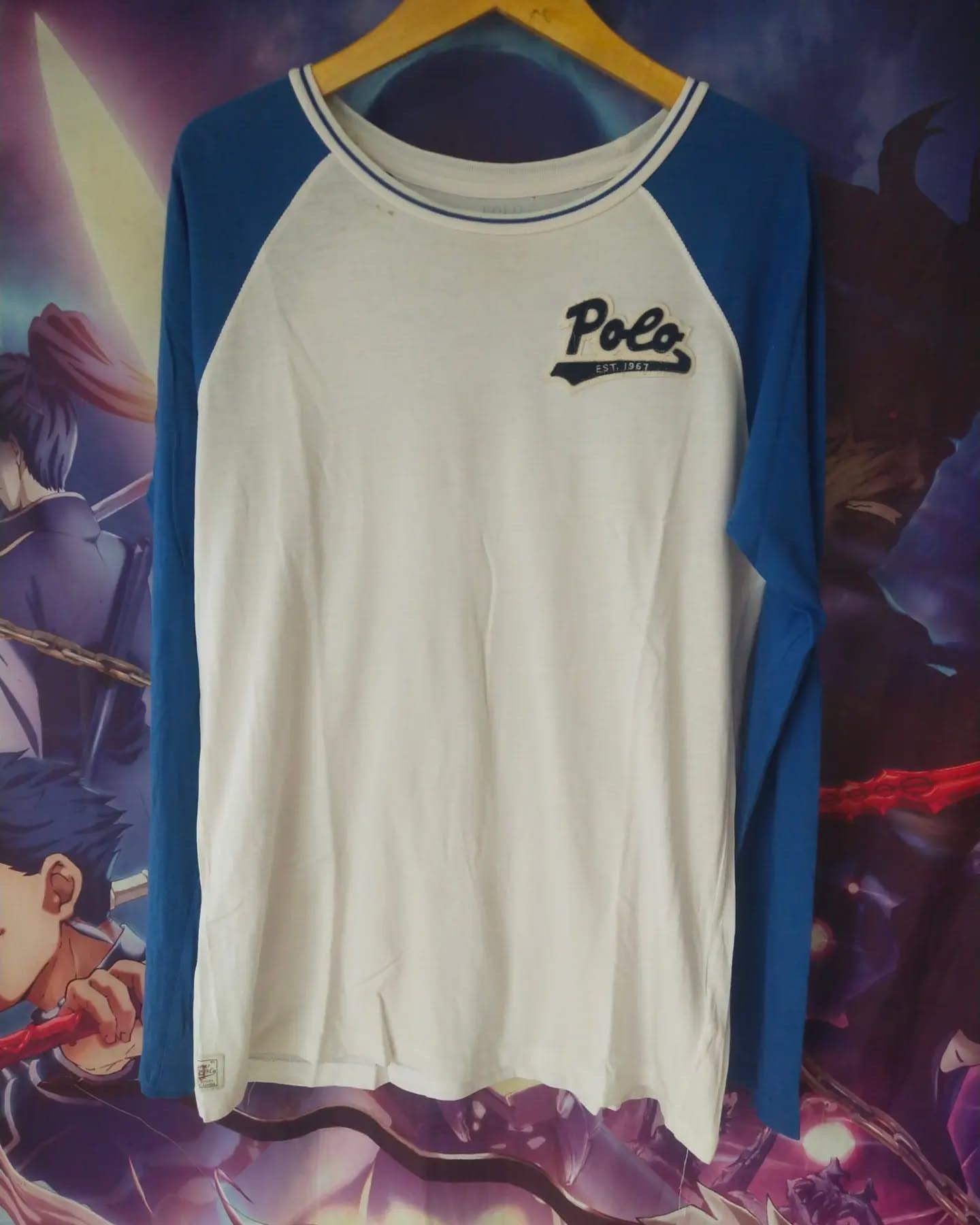 Polo Ralph Lauren Blue and White Spellout Longsleeve