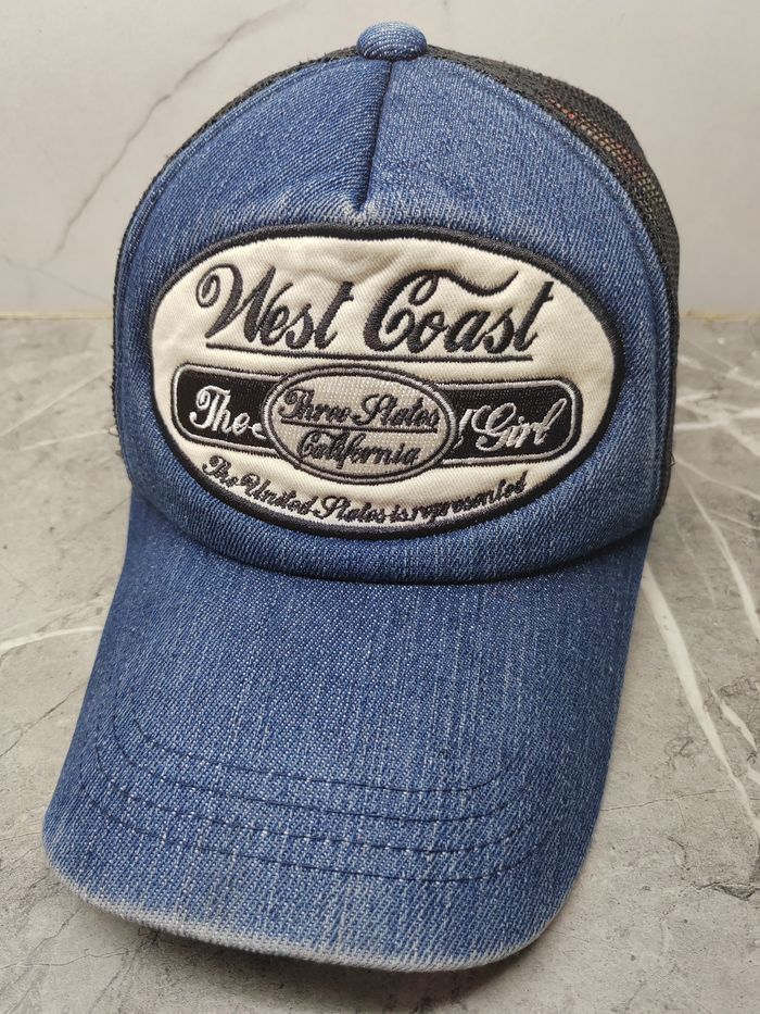 Japanese Brand Vintage West Coast Three State California Denim Trucker Hat Size ONE SIZE - 1 Thumbnail