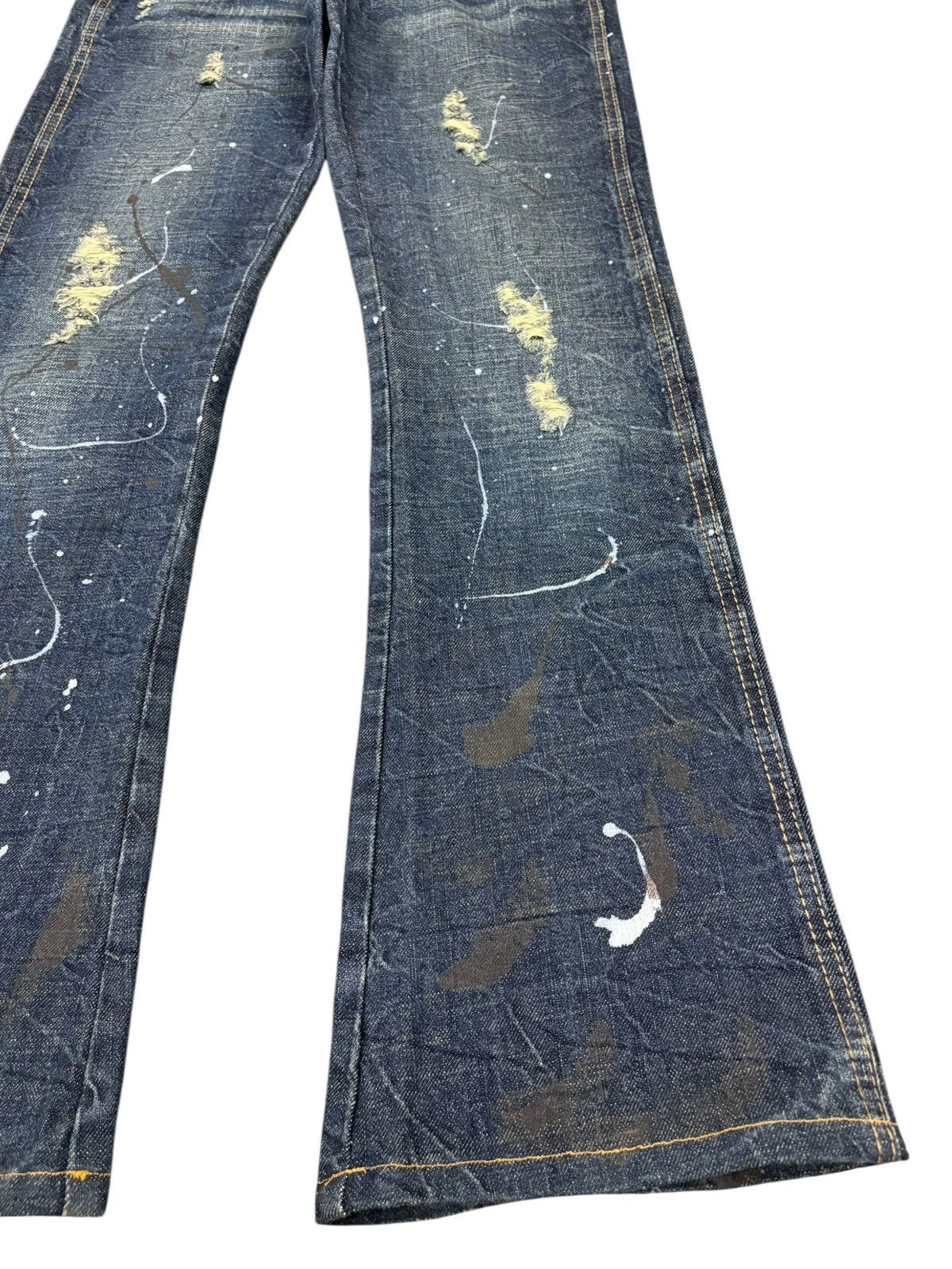 Hysteric Glamour Vintage Japanese Painted Splattered Distress Flare Jeans Size 31" - 7 Thumbnail