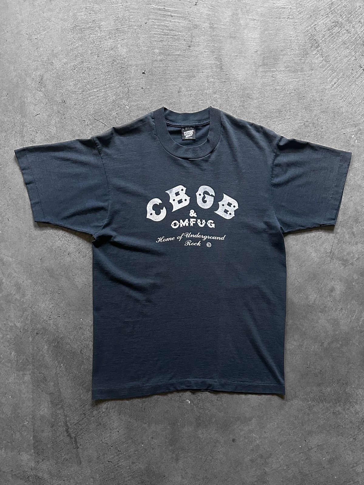 image of Band Tees x Rock Tees Vintage 80's Cbgb Omfug Underground Rock Venue Shirt in Black (Size Large)
