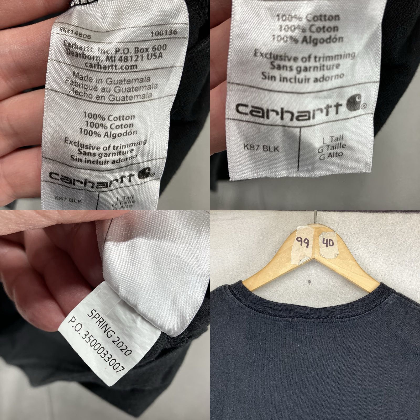 Carhartt Carhartt Mens LT TALL Short Sleeve T-Shirt OG Fit Faded Black Cotton Crew Neck Logo 3XLT K87 All Seasons Heavyweight Size US L / EU 52-54 / 3 - 8 Thumbnail