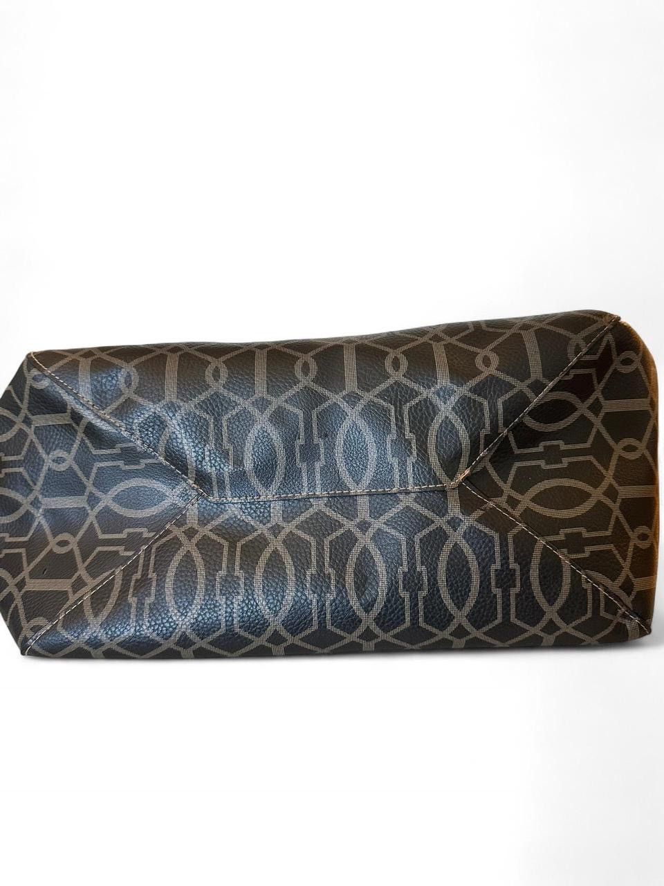 Other Reversible Brown Geometric / Tan PVC Tote – Magnetic Closure Size ONE SIZE - 3 Thumbnail