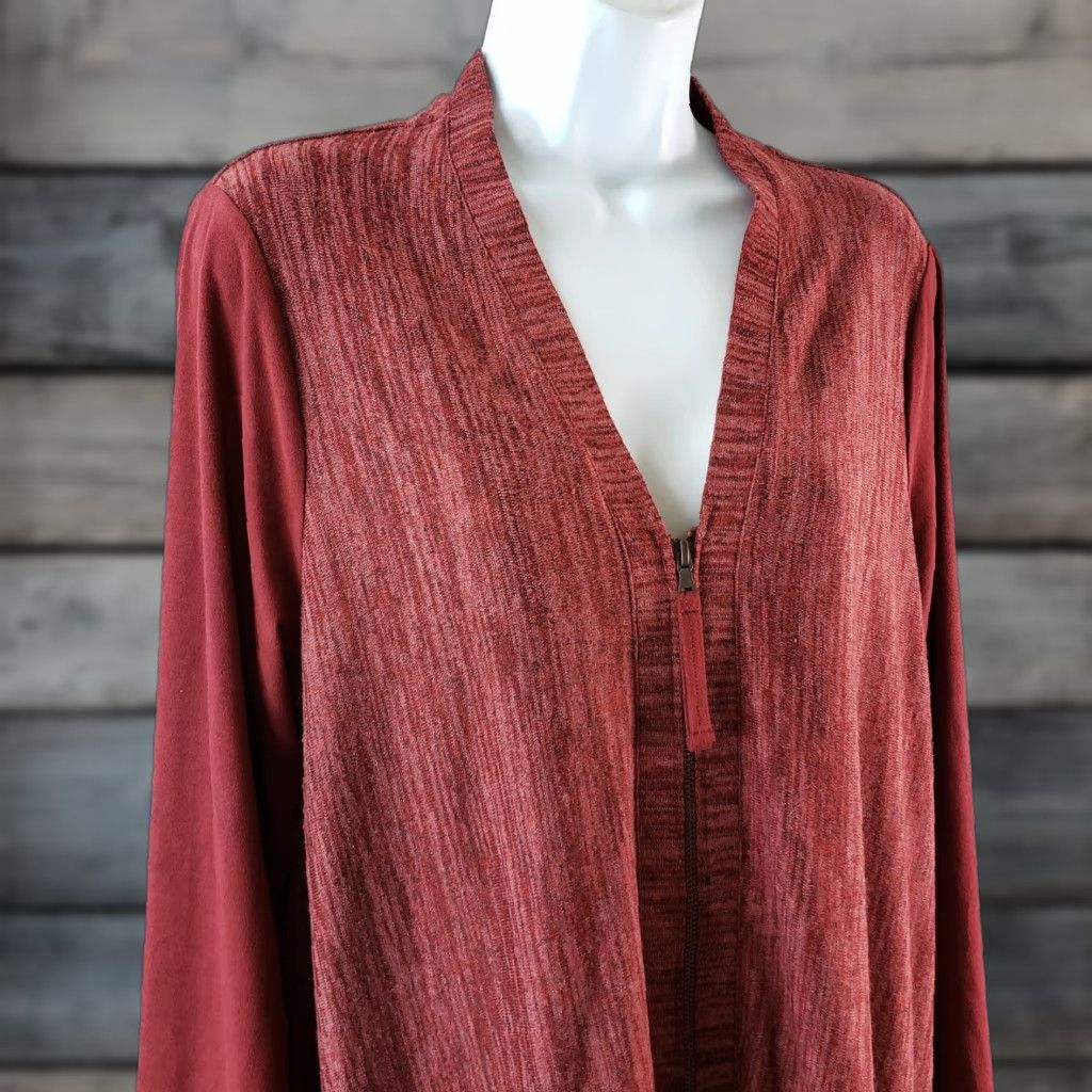 Vintage LOGO Lori Goldstein Womens Cardigan Sz M Red Zip Long Sleeve V-Neck Couture Sweater Size M / US 6-8 / IT 42-44 - 1 Thumbnail