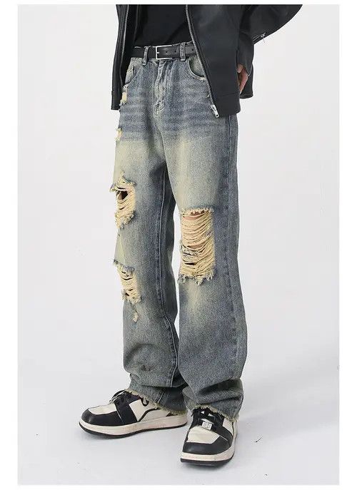 VIBE Vintage distressed washed high street loose ripped jeans Size US 32 / EU 48 - 5 Thumbnail