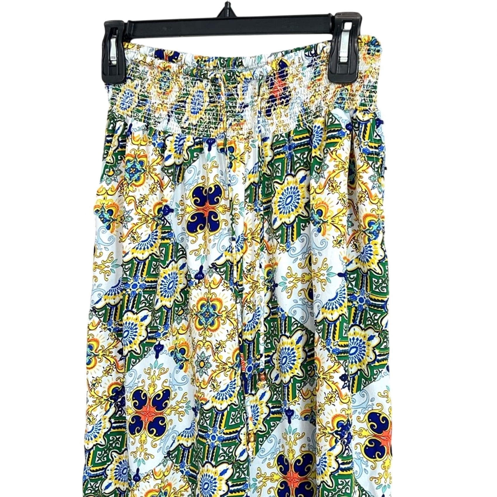 River Island River Island Women’s Green Paisley Wide Leg Trousers M Regular Bloomer Style" Size 32" / US 10 / IT 46 - 5 Thumbnail