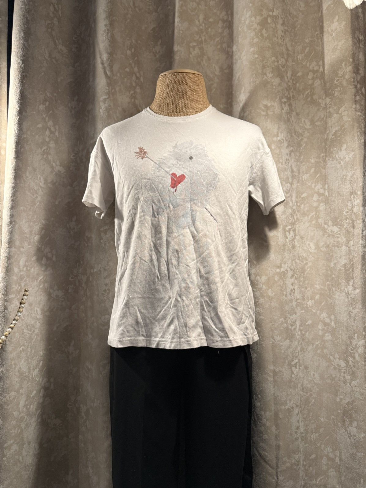 Other Quirky Graphic Tee – Heart-Struck Puffball Creature | Unisex Size US M / EU 48-50 / 2 - 1 Thumbnail