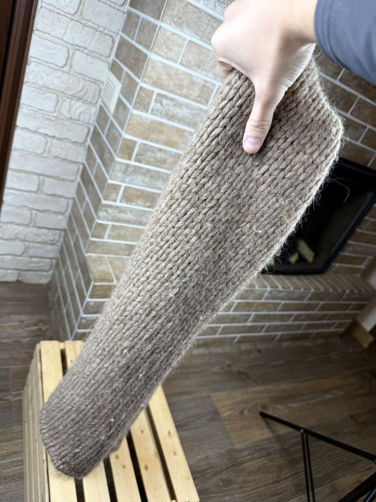 Dries Van Noten Vintage Dries van Noten Knitted Alpaca Beige Scarf Size ONE SIZE - 13 Thumbnail