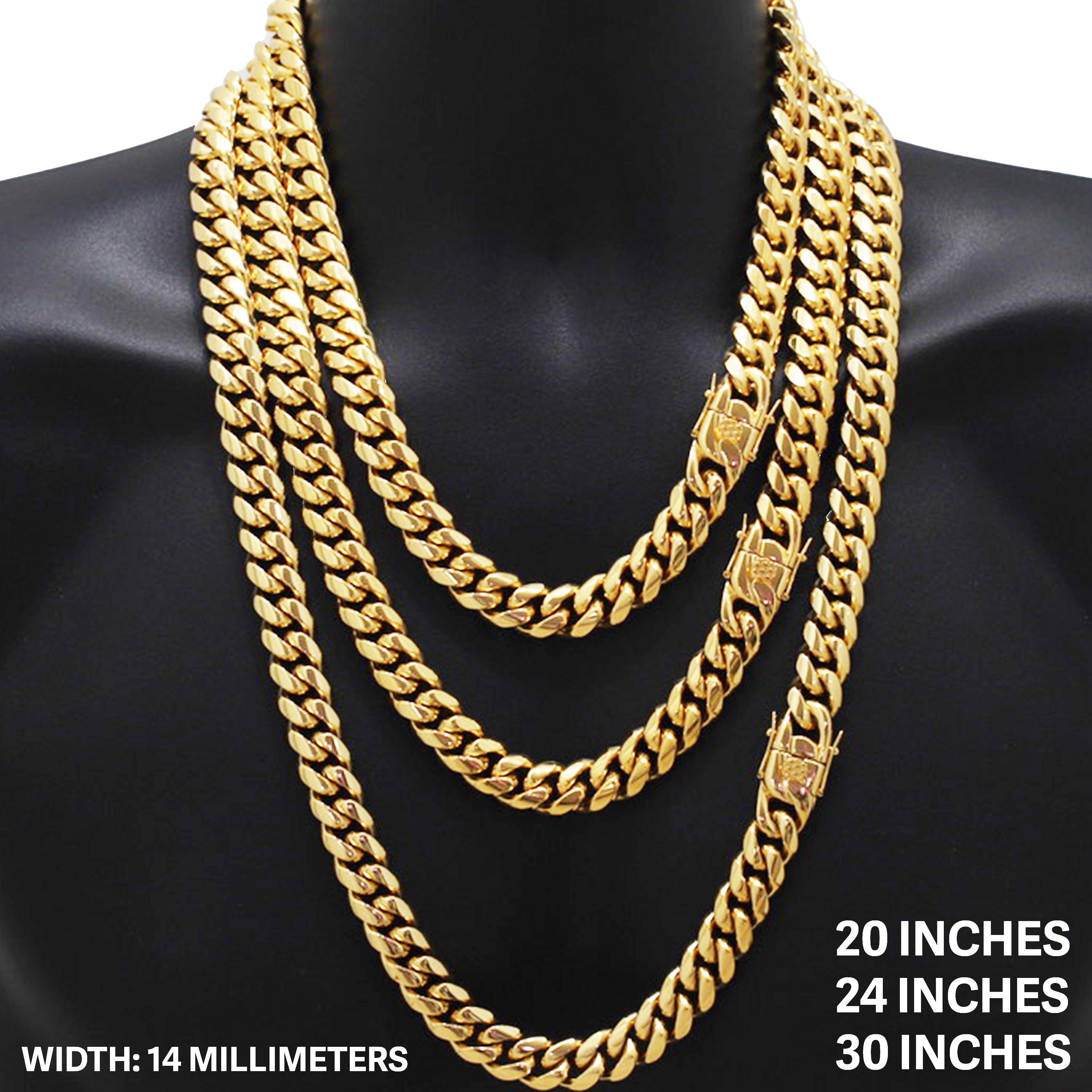 Other 316L SS 18k GP 14mm Miami Cuban Link Chain Necklace 24" Size ONE SIZE - 1 Thumbnail