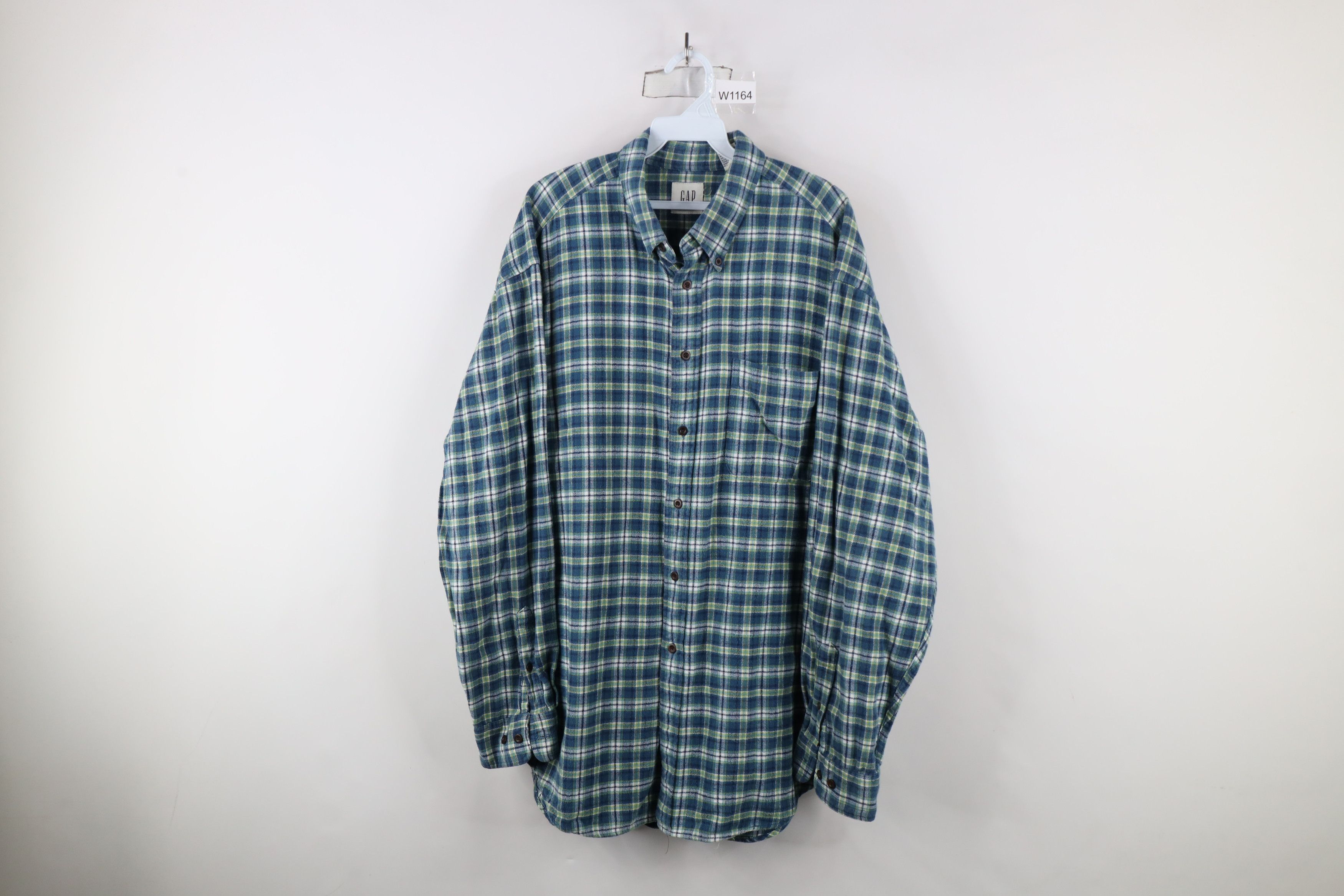 Gap × Vintage Vintage 90s Gap Collared Button Down Shirt Blue Plaid Size US XL / EU 56 / 4 - 1 Thumbnail
