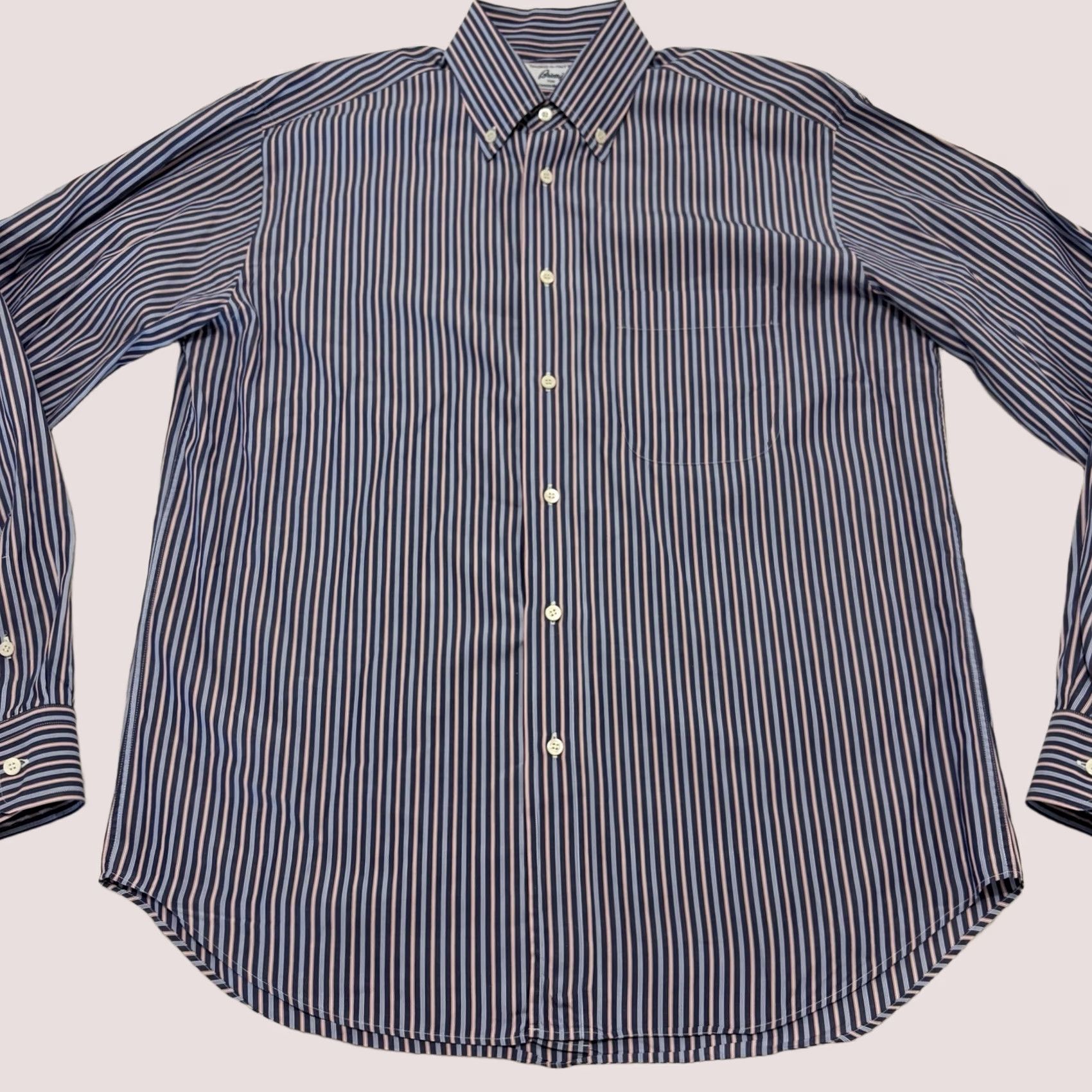 Brioni Brioni Dress Shirt Mens Large Blue Striped For Neiman Marcus Italy Luxury Size 42R - 1 Thumbnail
