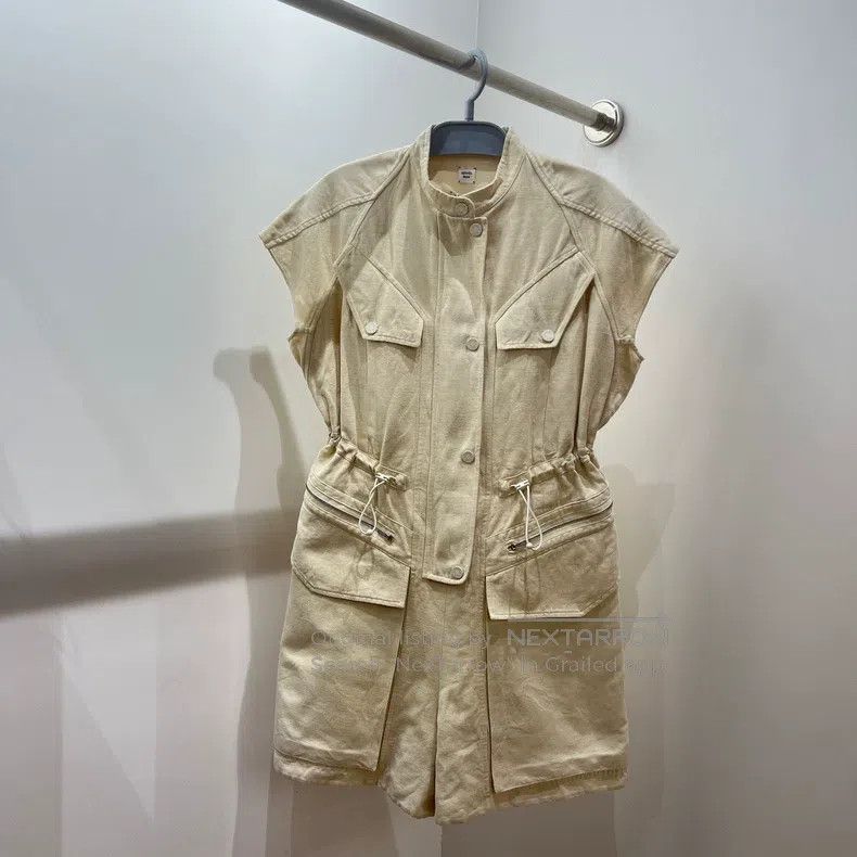 Hermes Hermes Beige Workwear Snap Button Jumpsuit Size 24" / US 00 / IT 34 - 1 Thumbnail