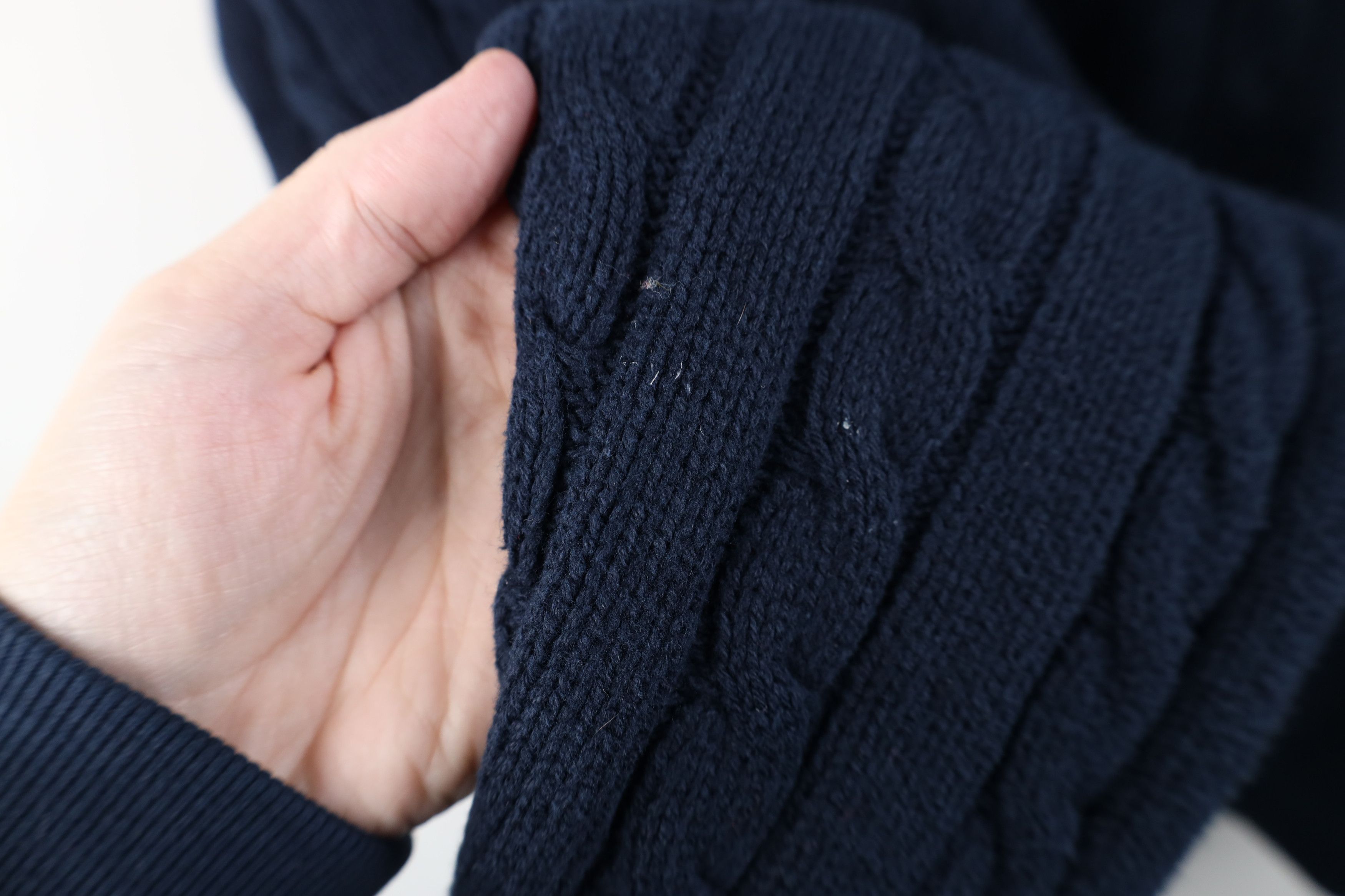 Vintage Vintage 90s Streetwear Cotton Cable Knit Sweater Navy Blue Size US XL / EU 56 / 4 - 5 Thumbnail