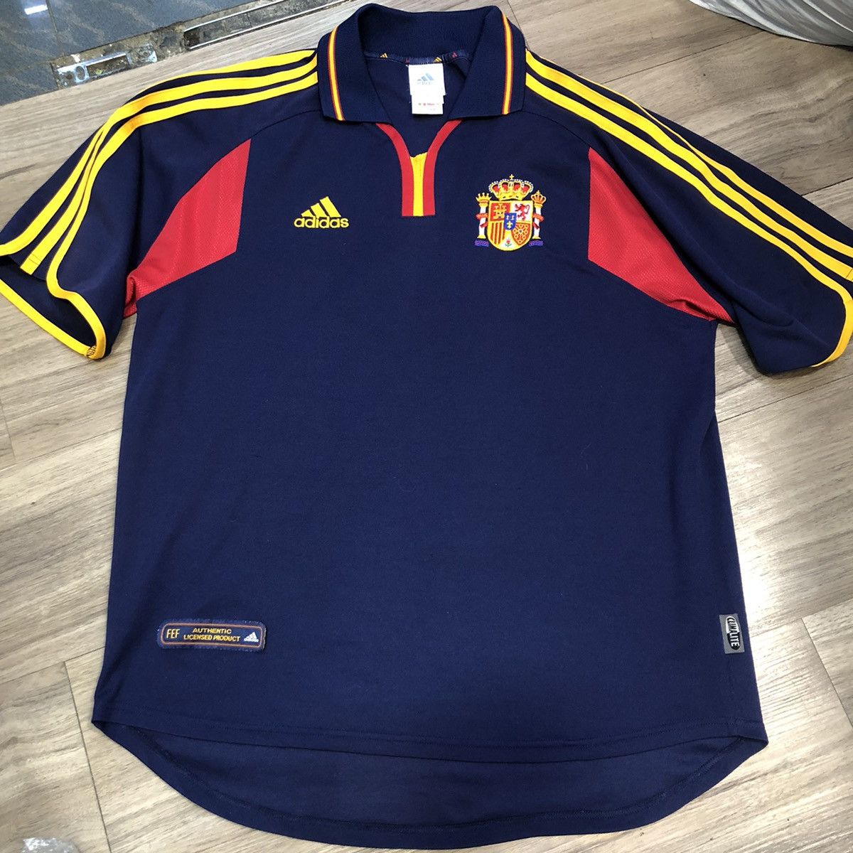 image of Adidas x Bloke Spain Euro2000 Third Away Shirt in Dark Blue, Men's (Size Large)